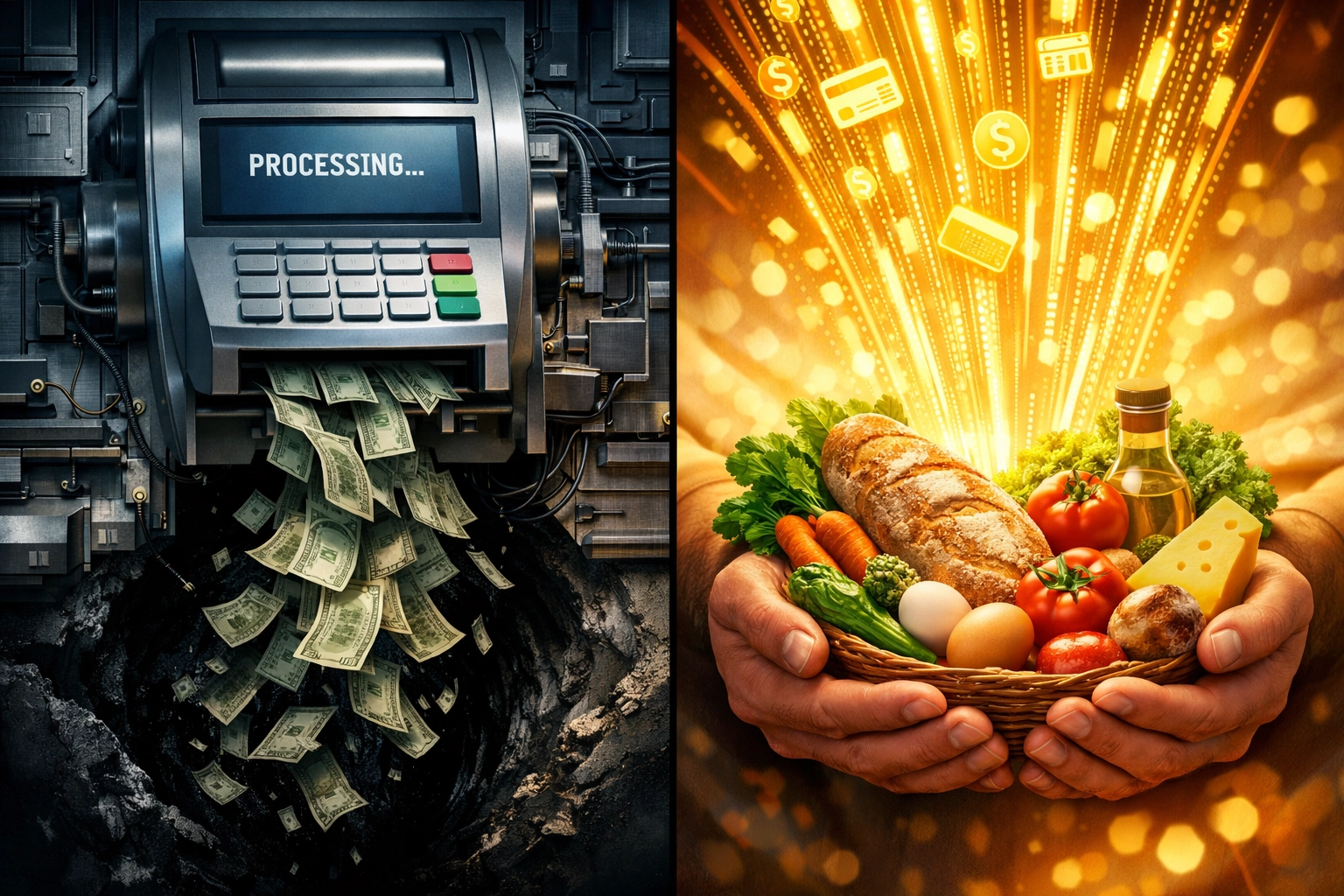 Traditional payment fees vs Larecoin crypto payments funding hunger relief and food distribution