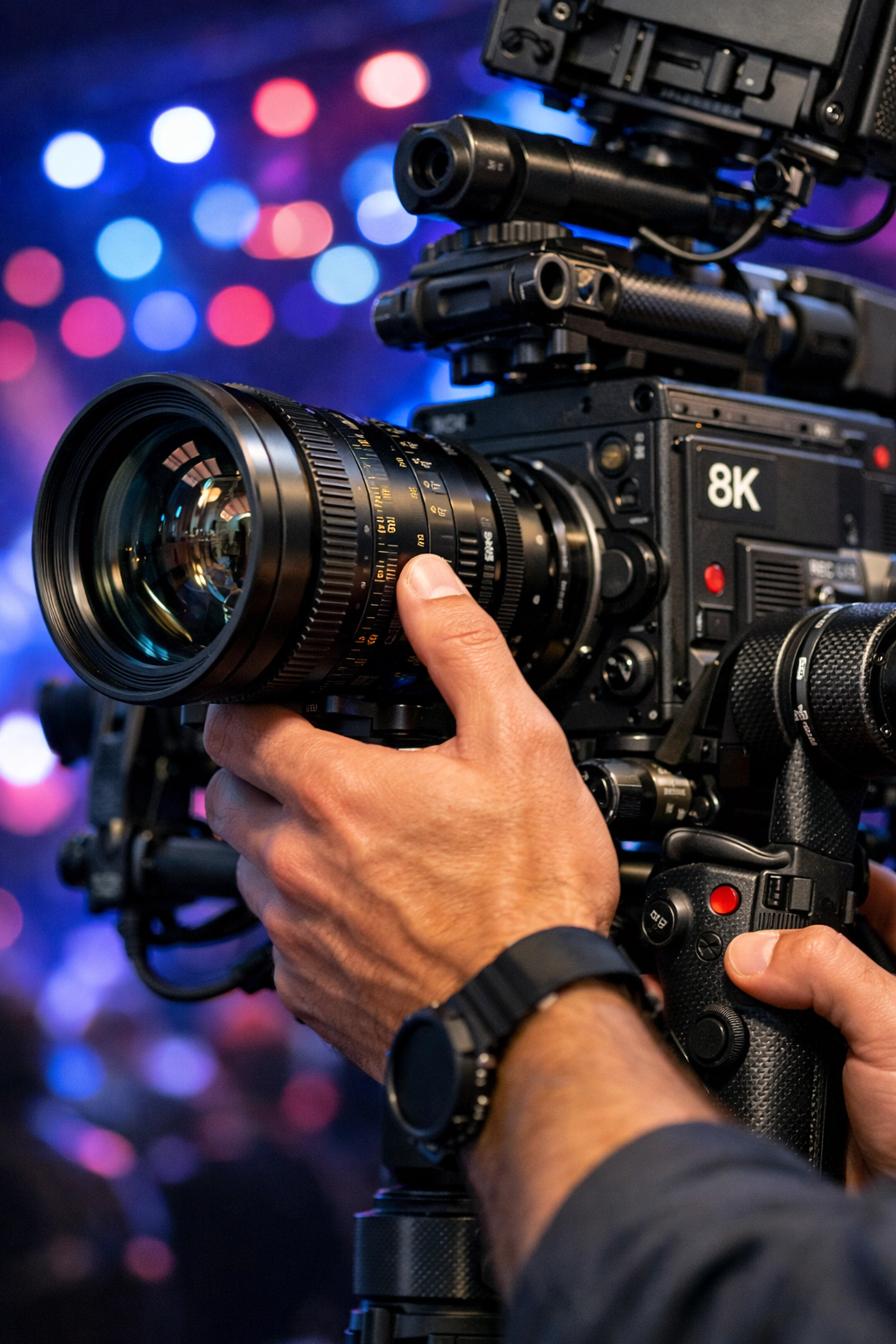 Expert event video production team filming a tech conference with professional videography services.