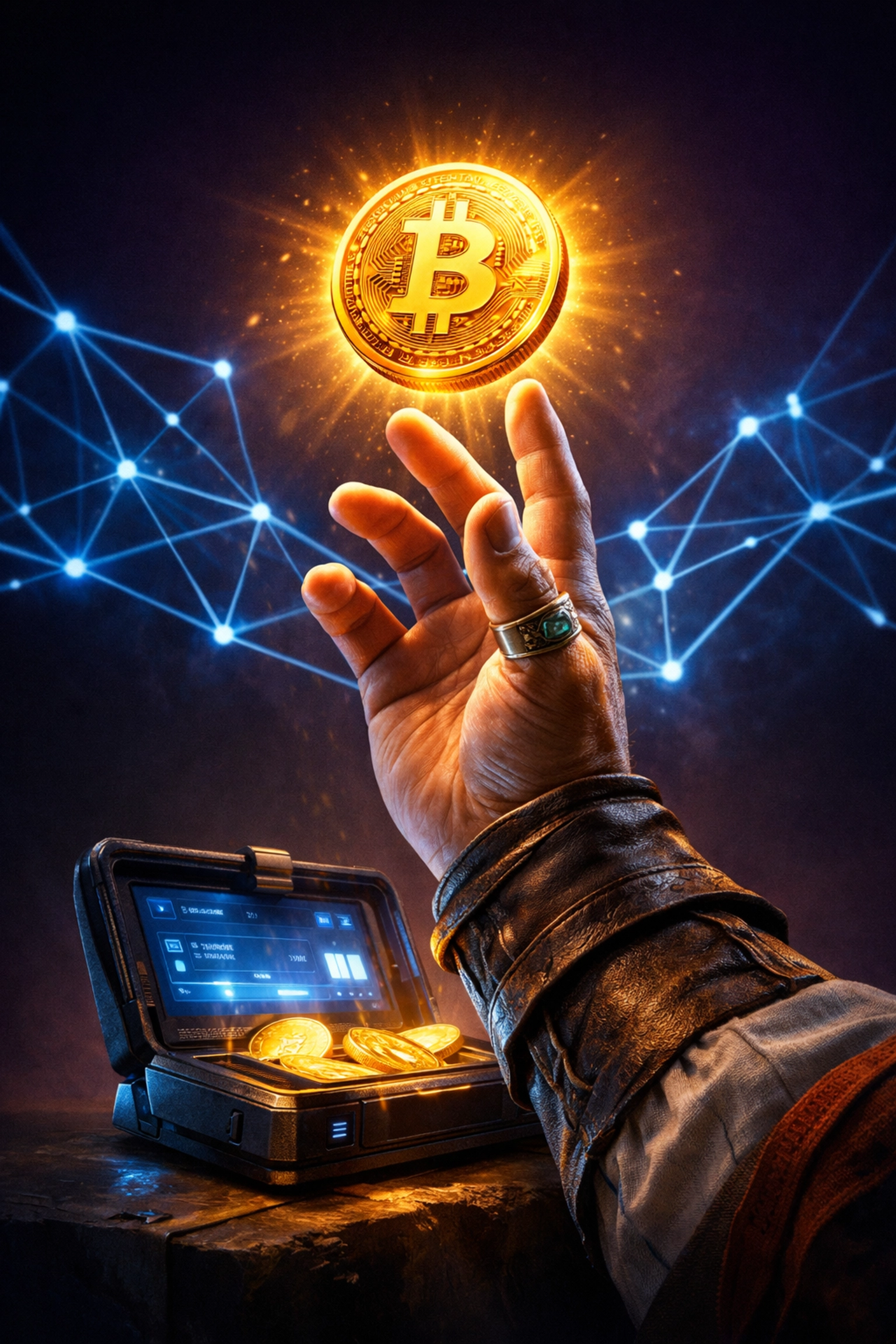 Merchant taking control of cryptocurrency with self-custody crypto wallet