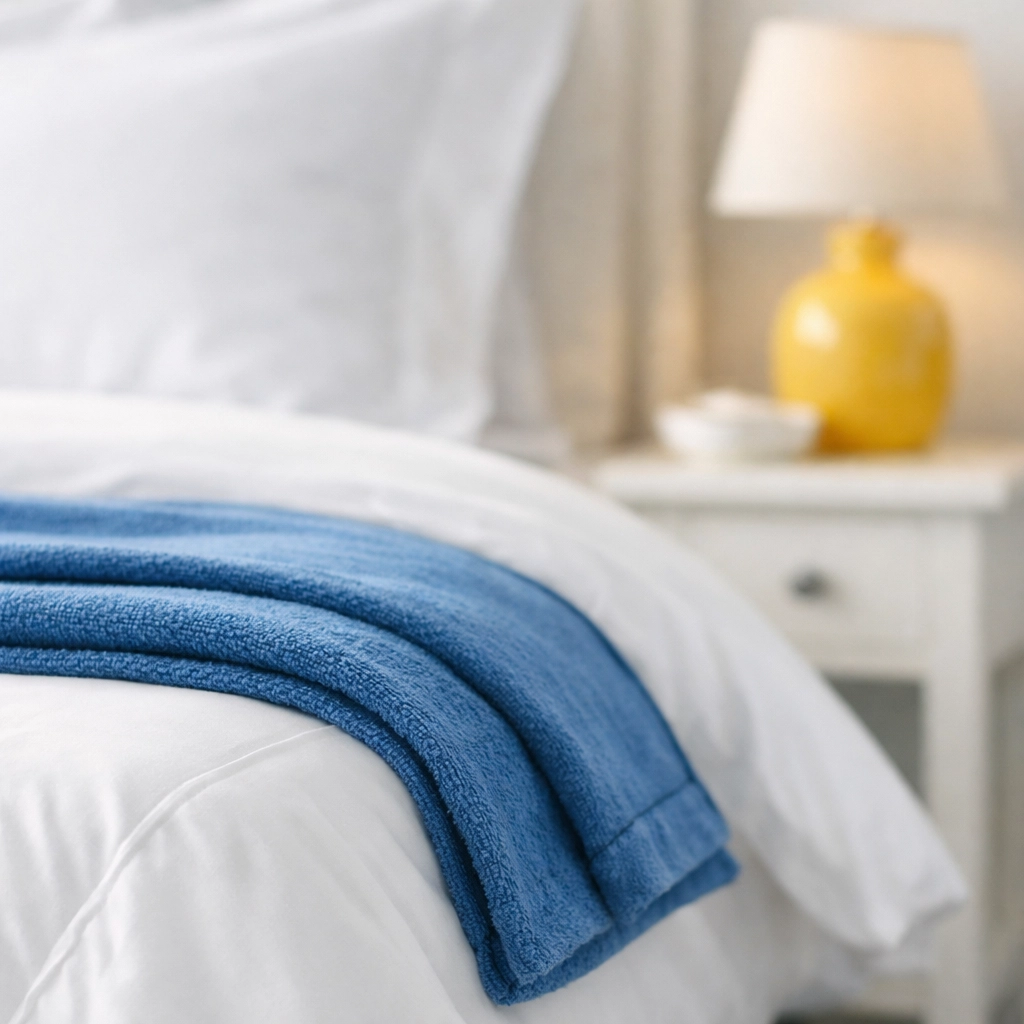 Clean and peaceful master bedroom linens after a professional house cleaning in Westborough visit.