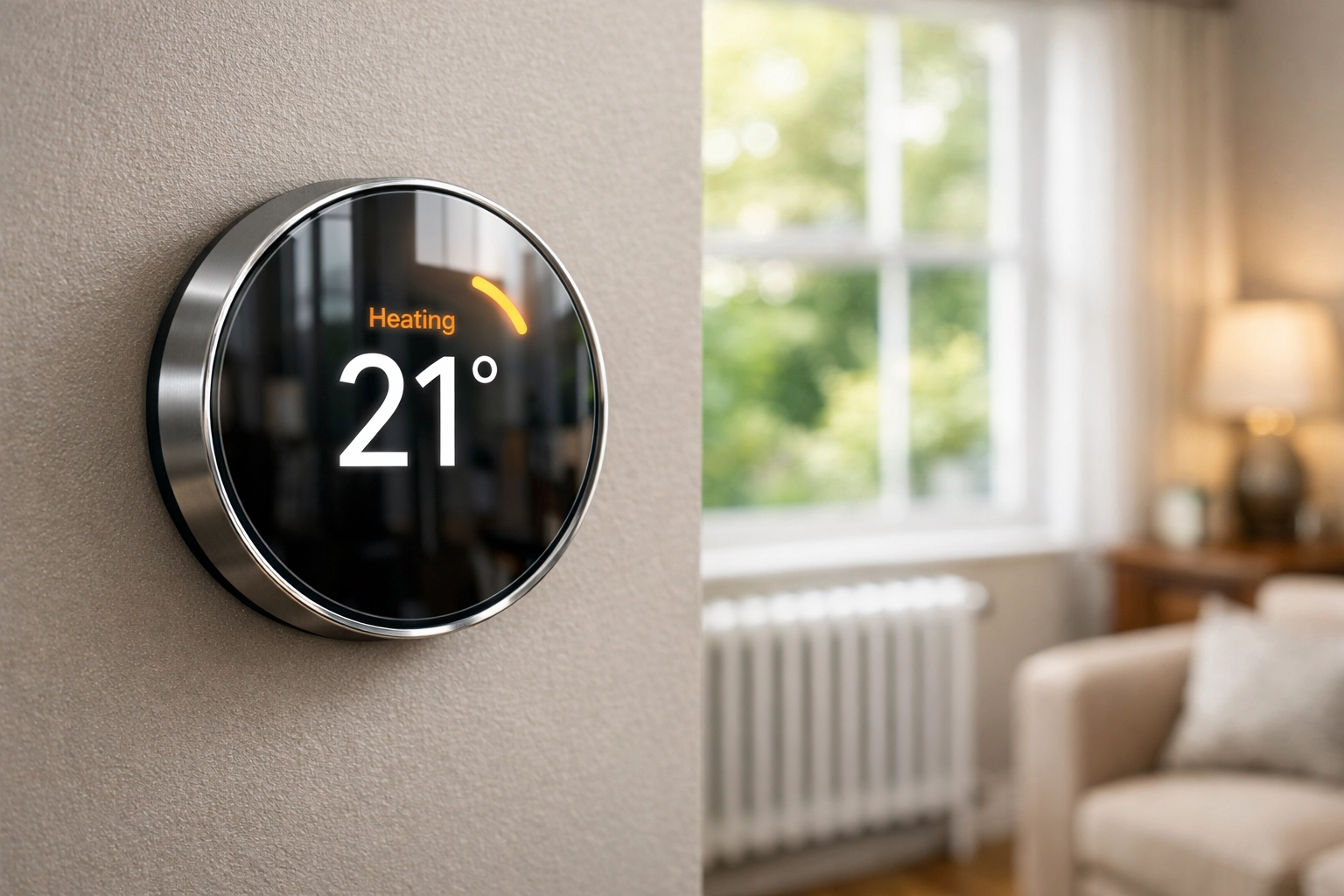 Modern smart thermostat installation by electricians in Bournemouth for better energy efficiency.
