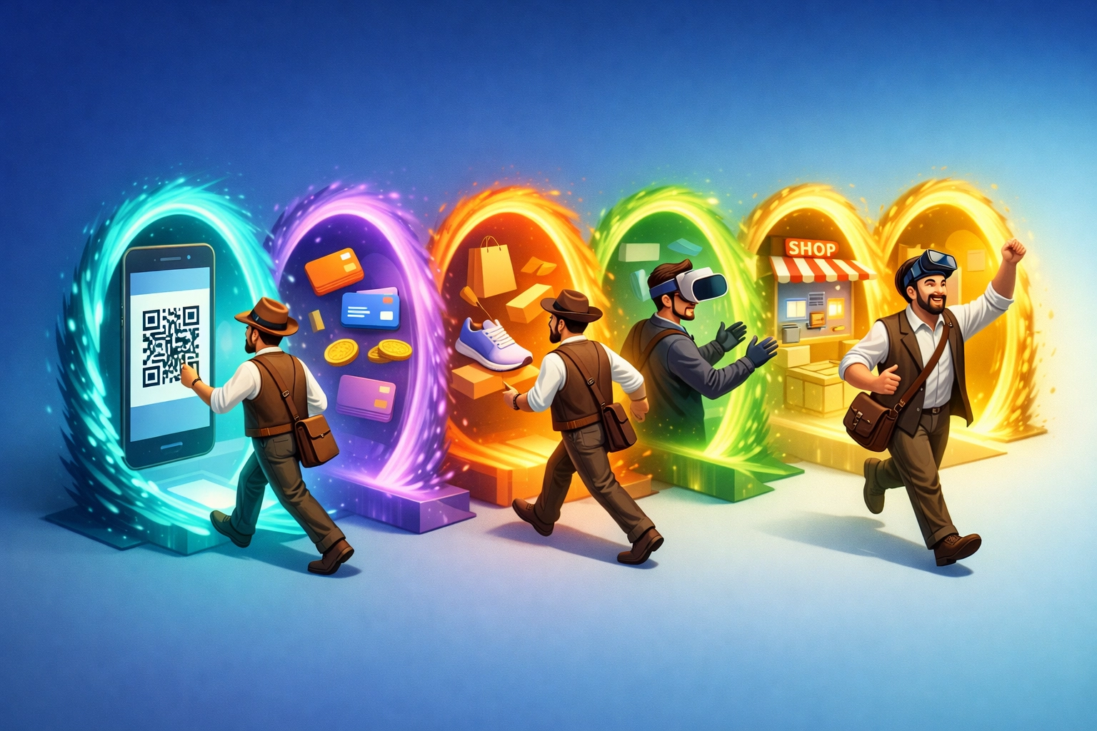 Five-step merchant onboarding process for setting up QR code payments and metaverse storefront with Larecoin