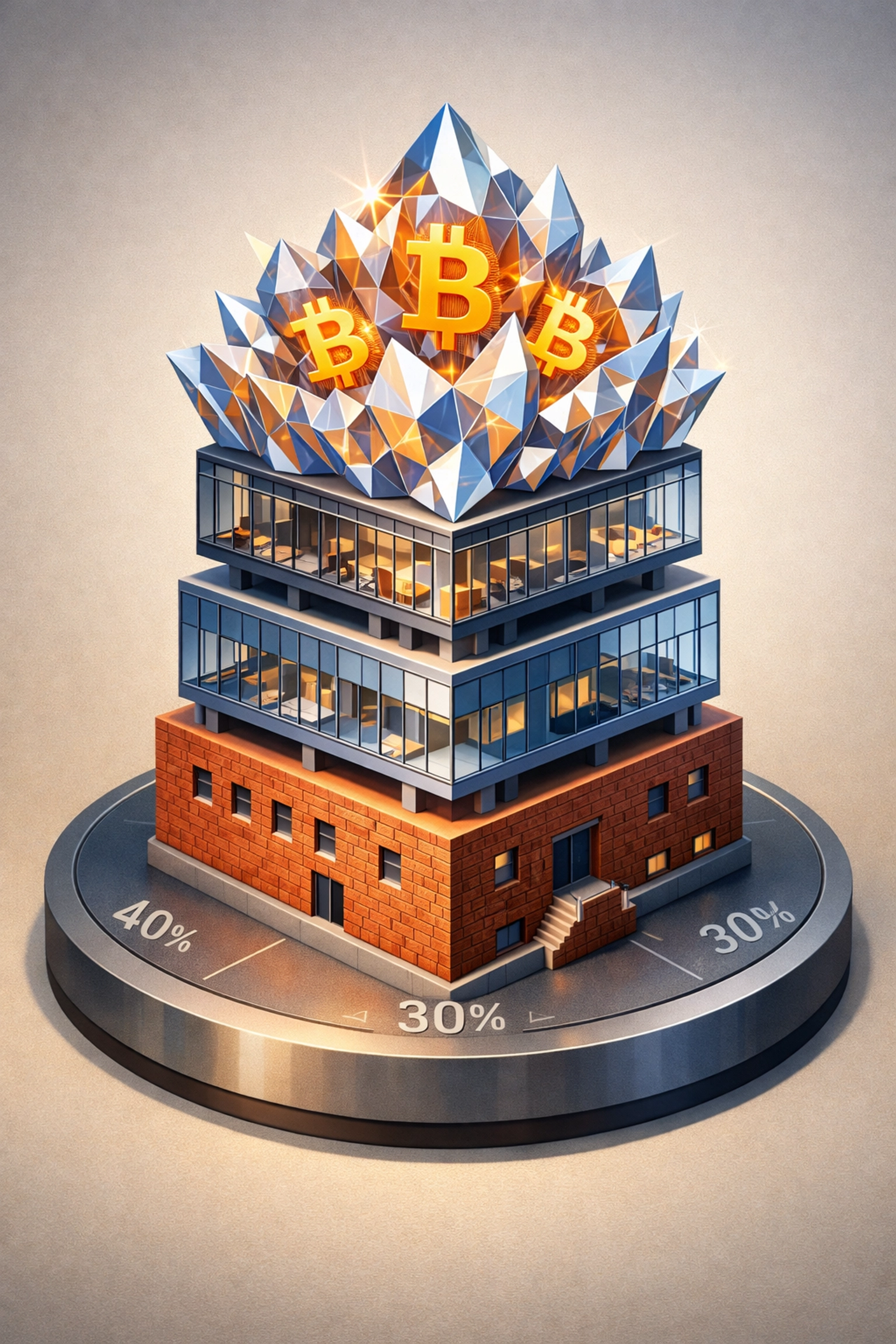 Diversified portfolio structure showing 40/30/30 allocation across asset classes