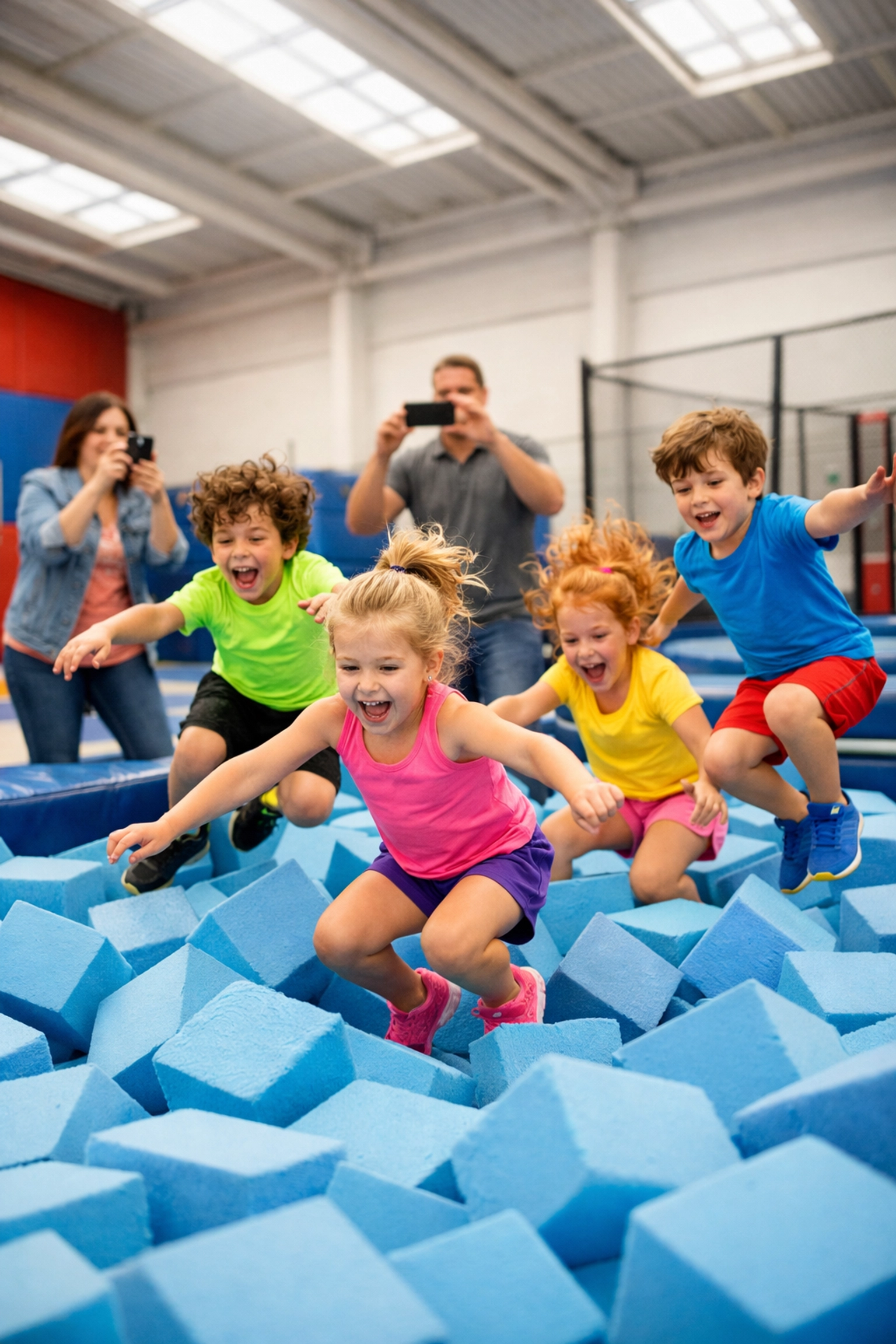 Children playing in foam pit at Super Bowl 2026 Play Football Field kids zone