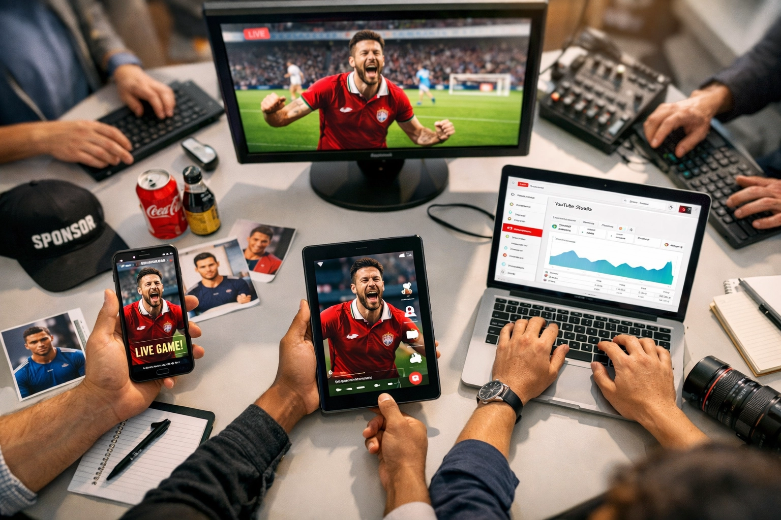 Multi-platform content distribution across devices for sports marketing campaign coordination