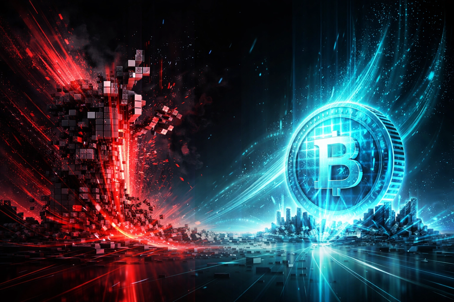 Stable crystalline coin stands firm as algorithmic structure collapses, showing security of compliant stablecoins over risky alternatives