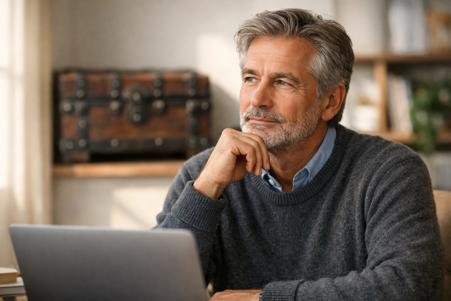 Thoughtful man reflecting