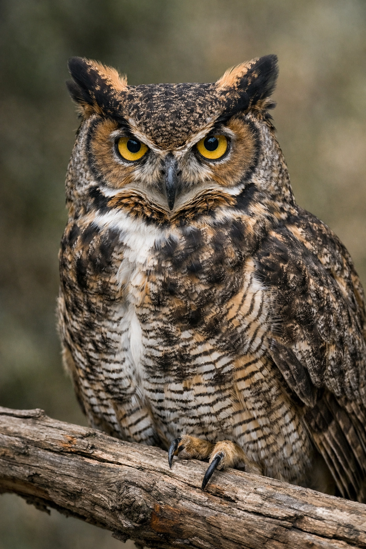 Close-up of a Great Horned Owl highlighting the high-quality detail of professional animal photography.