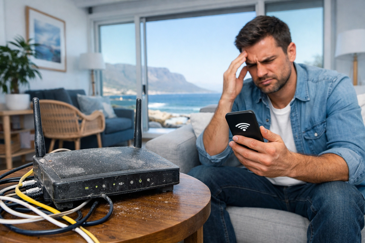 Old router causing weak WiFi signal in Cape Town living room