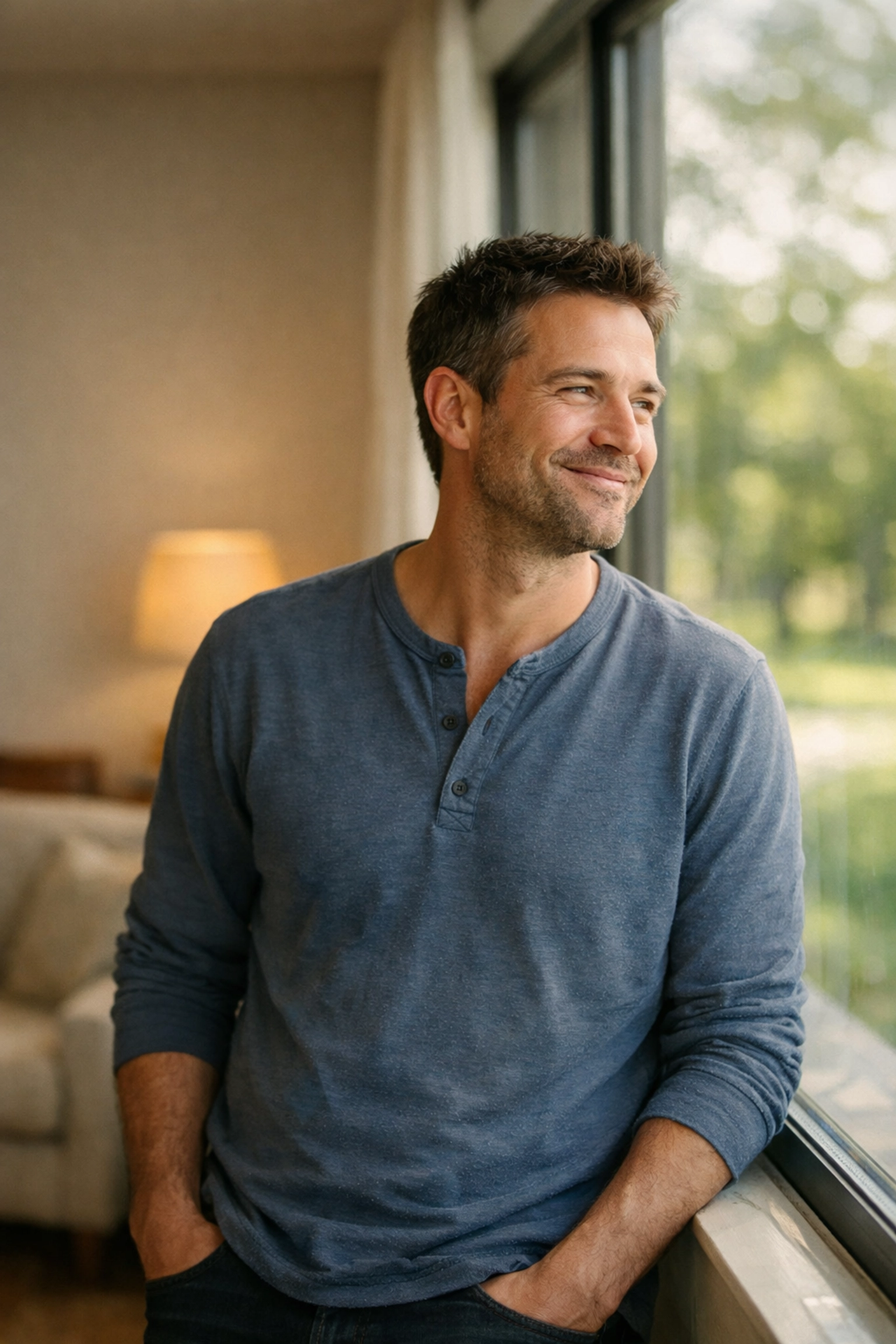 A relieved man experiencing financial peace after applying for a bad credit loan in Canada.