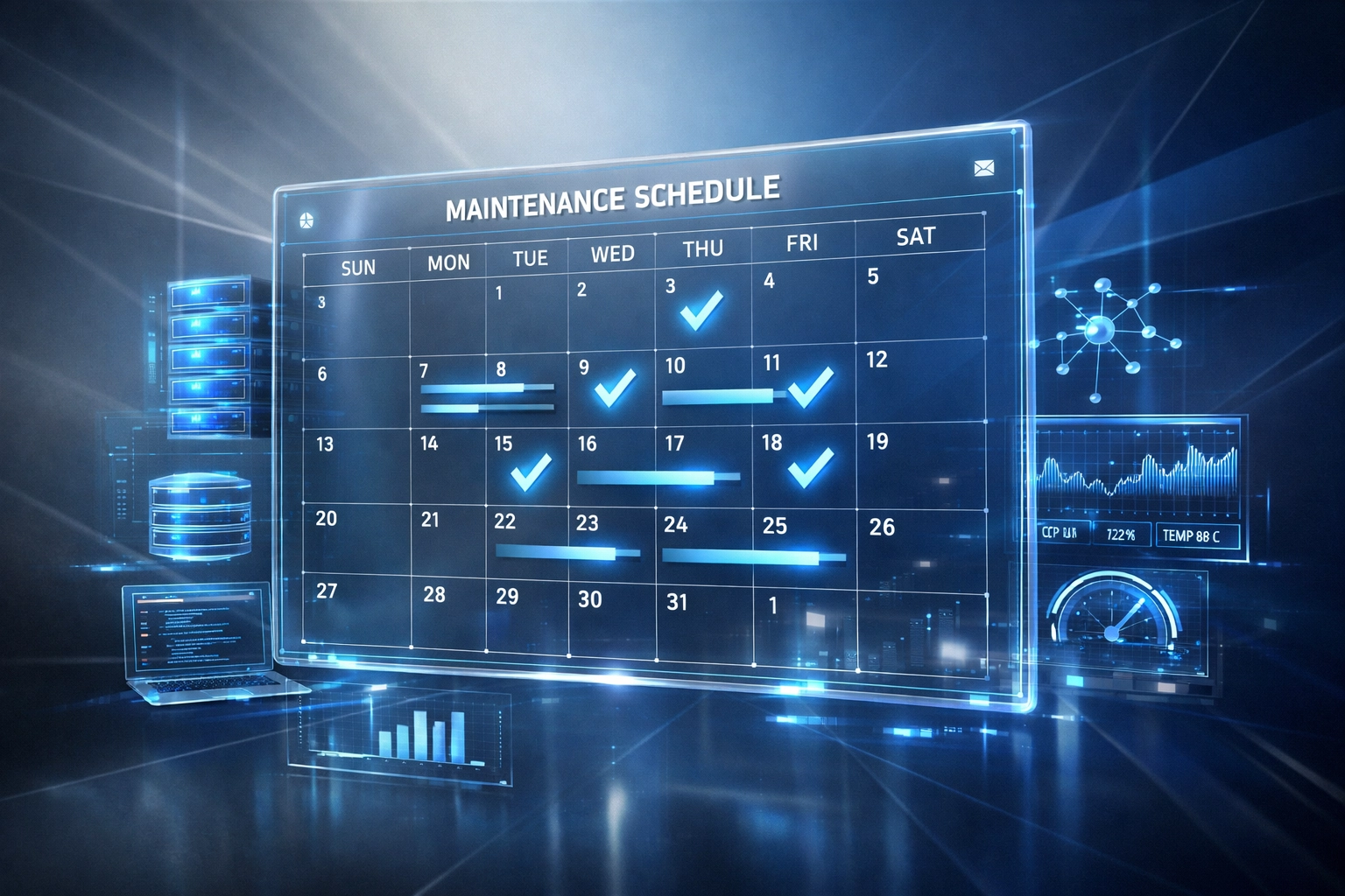 Proactive IT maintenance schedule with automated monitoring and system health checks