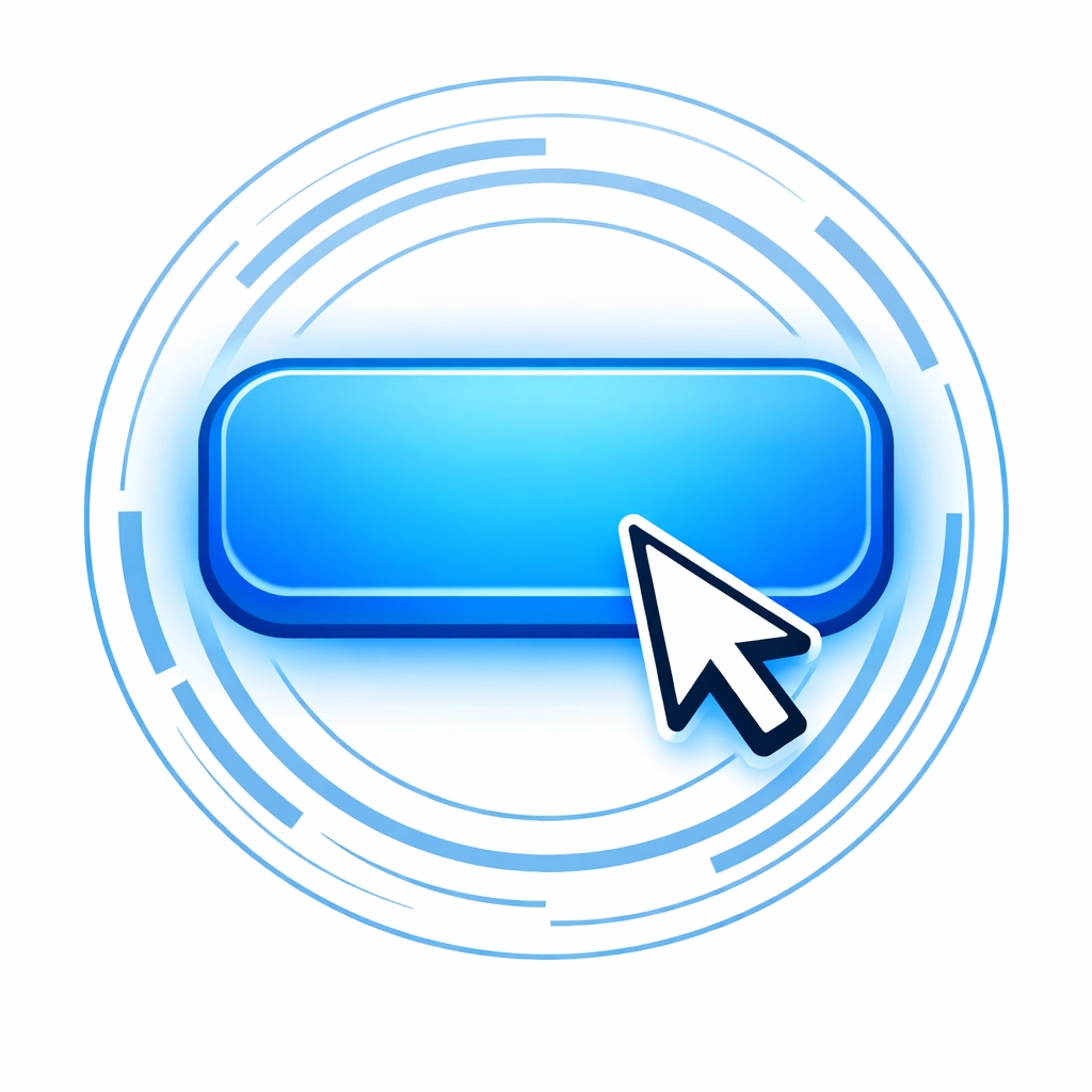Minimalist blue call to action button with a cursor representing professional web design and high conversions.