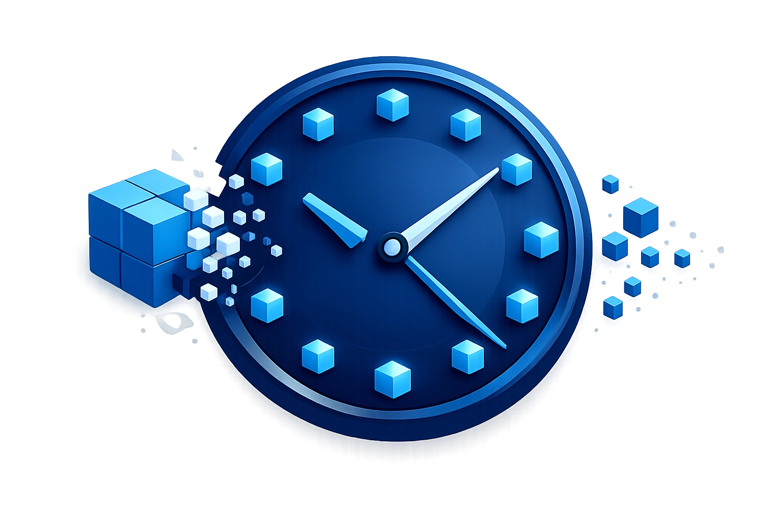 Vector clock showing cybersecurity microlearning broken into small, regular training modules.