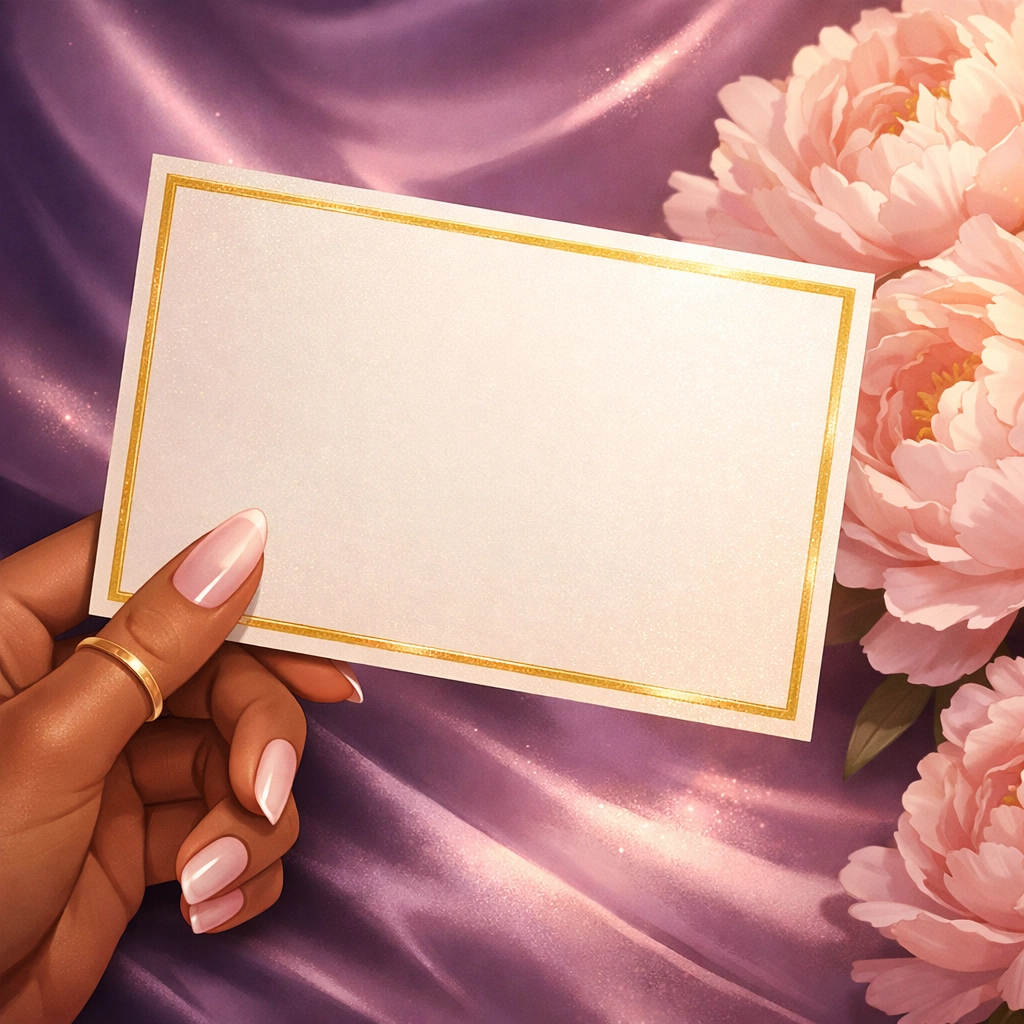 A gold invitation card for the BOTD VIP Elegance Beauty Club offering exclusive luxury beauty perks.