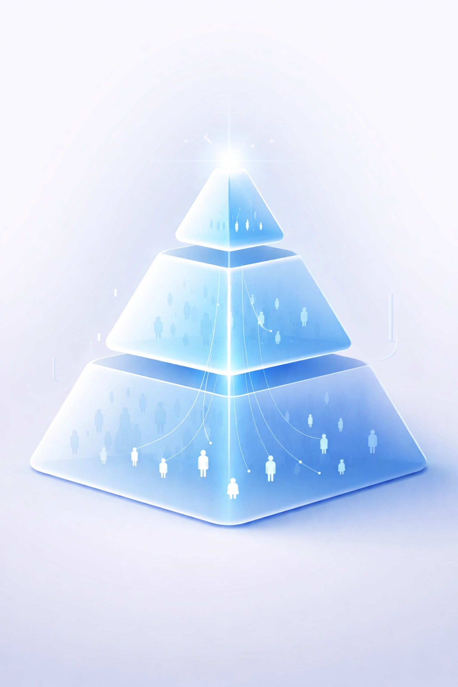 A pyramid chart showing influencer tiers, illustrating Instagram strategy for SaaS sales growth with big and micro creators.