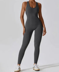 Charcoal Gray Racerback Jumpsuit