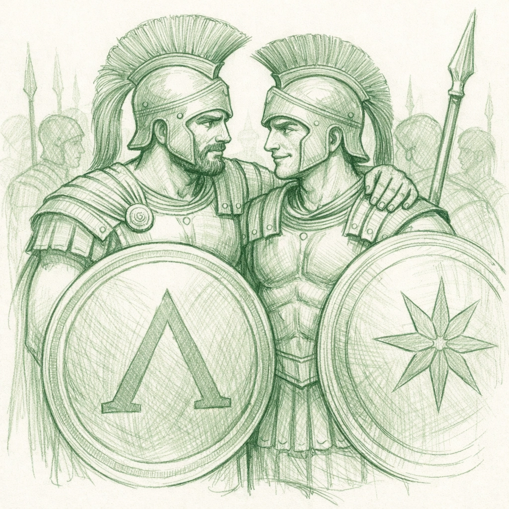 Step-brother warriors in Greek phalanx formation - MM historical romance