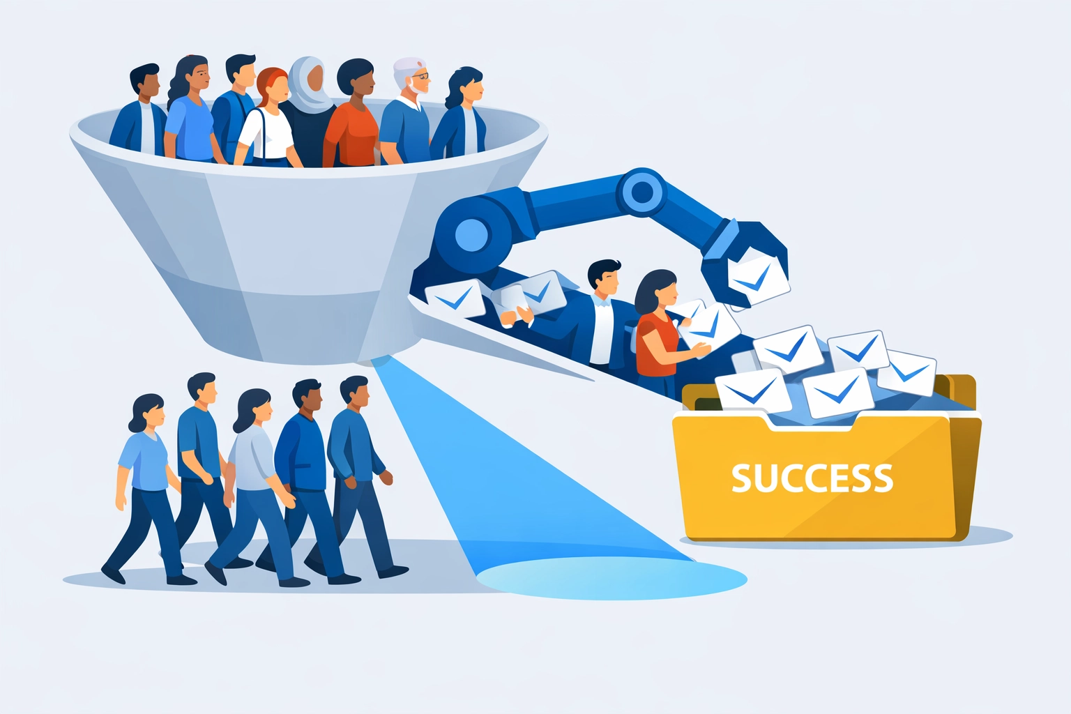 Visual of programmatic ad suppression filtering out voters who already cast ballots to improve ROI.