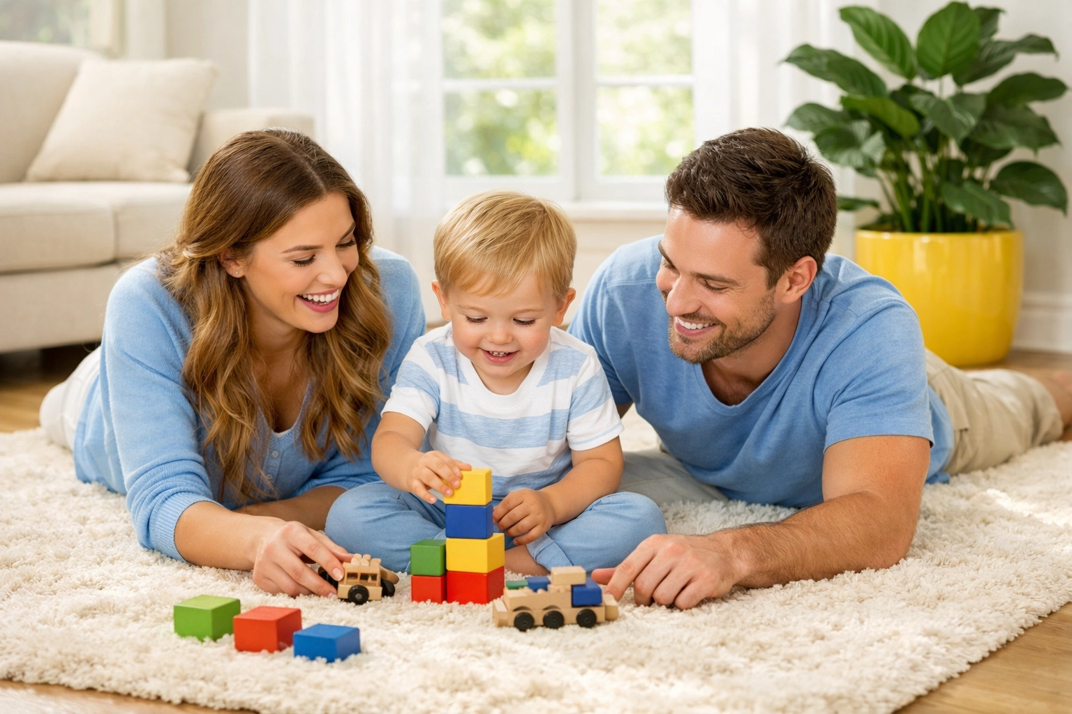 Happy family enjoying a healthy, allergen-free environment in their clean Shrewsbury home.