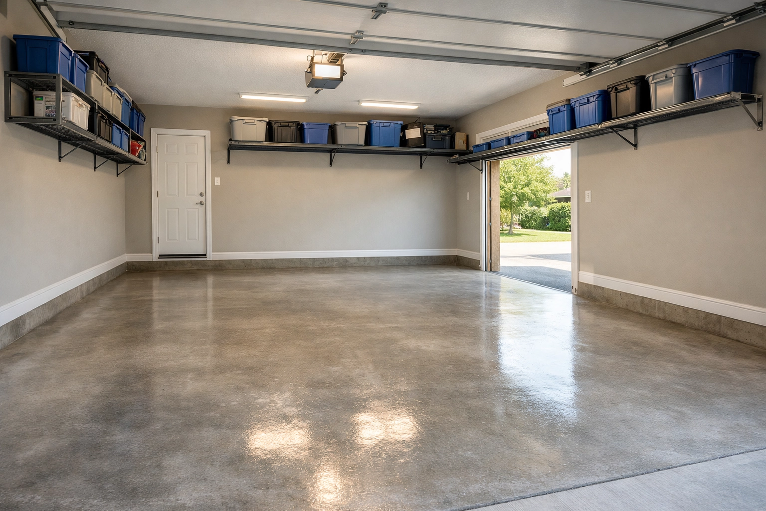 Empty two-car garage in Pickering after a professional garage cleanout and junk removal service.