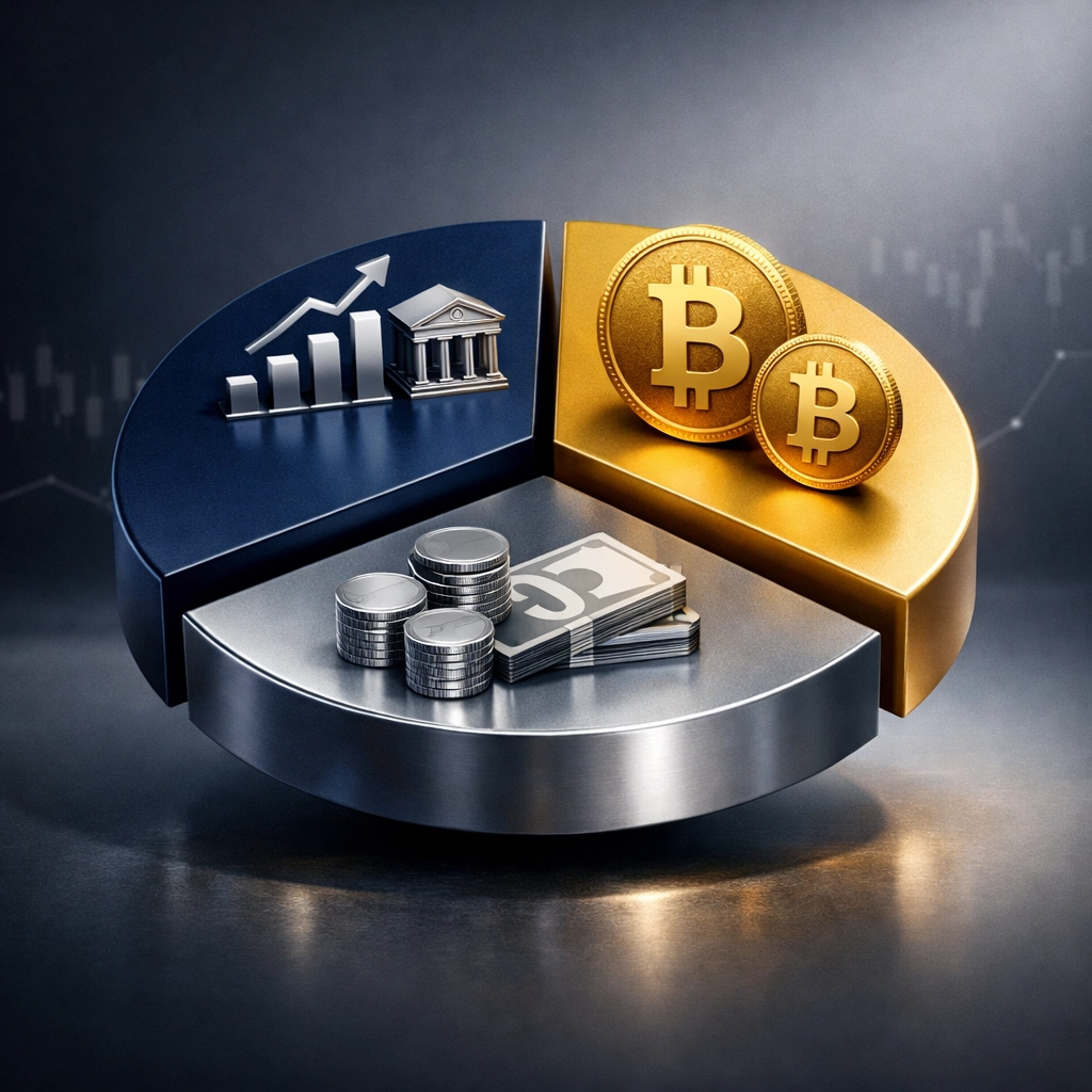 Bitcoin portfolio allocation chart showing institutional investment distribution across asset classes
