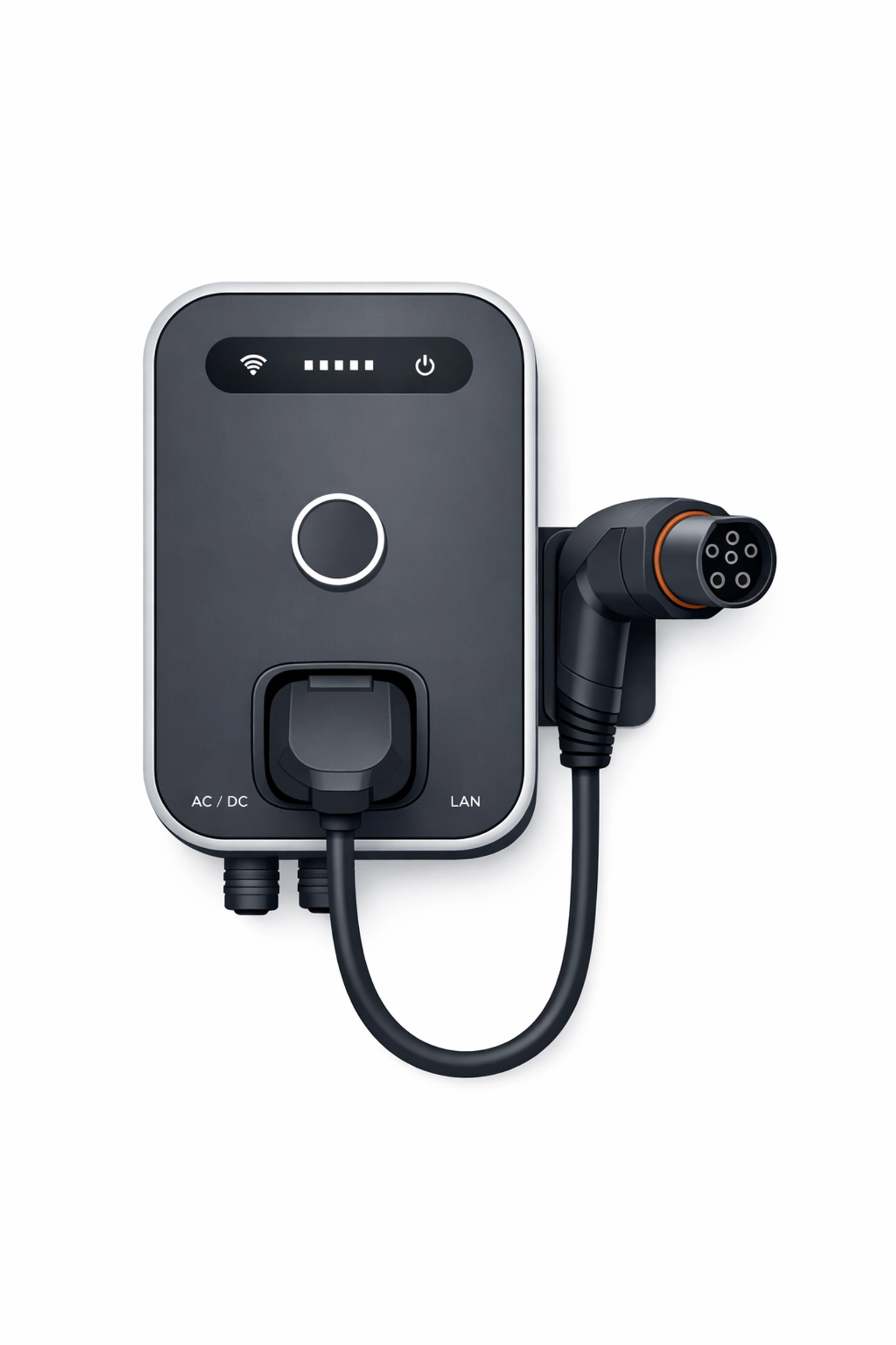 Moderne Wallbox-Illustration als Symbol für professionelle Elektro-Infrastruktur in Wien.