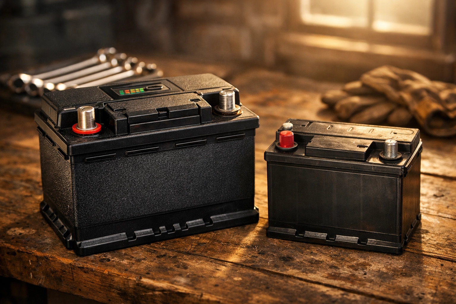 Comparing AGM and standard lead-acid batteries for a correct car battery replacement service.