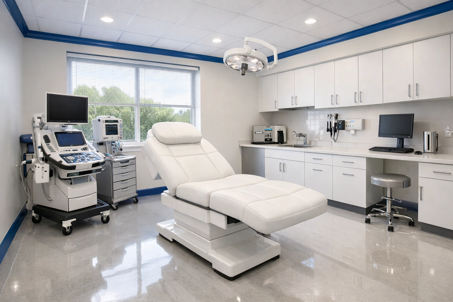 Sterile medical exam room in Leominster highlighting professional commercial cleaning standards.