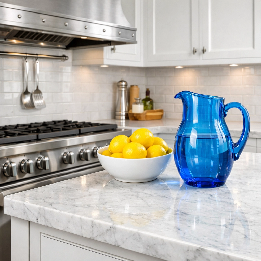Sparkling luxury kitchen following a professional Fitchburg deep cleaning of counters and appliances.