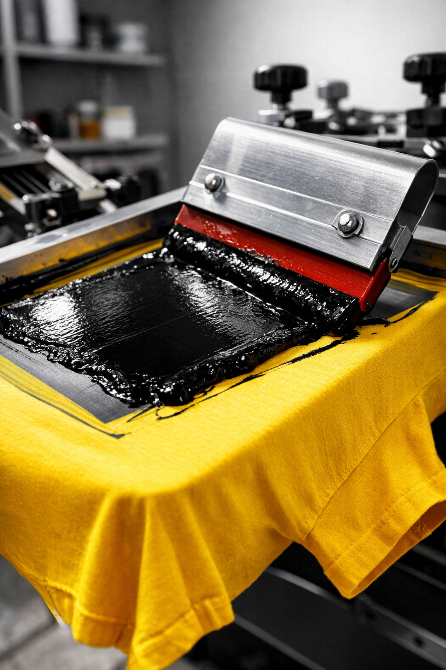 High-quality screen printing near me in action, producing custom apparel for business lead generation.