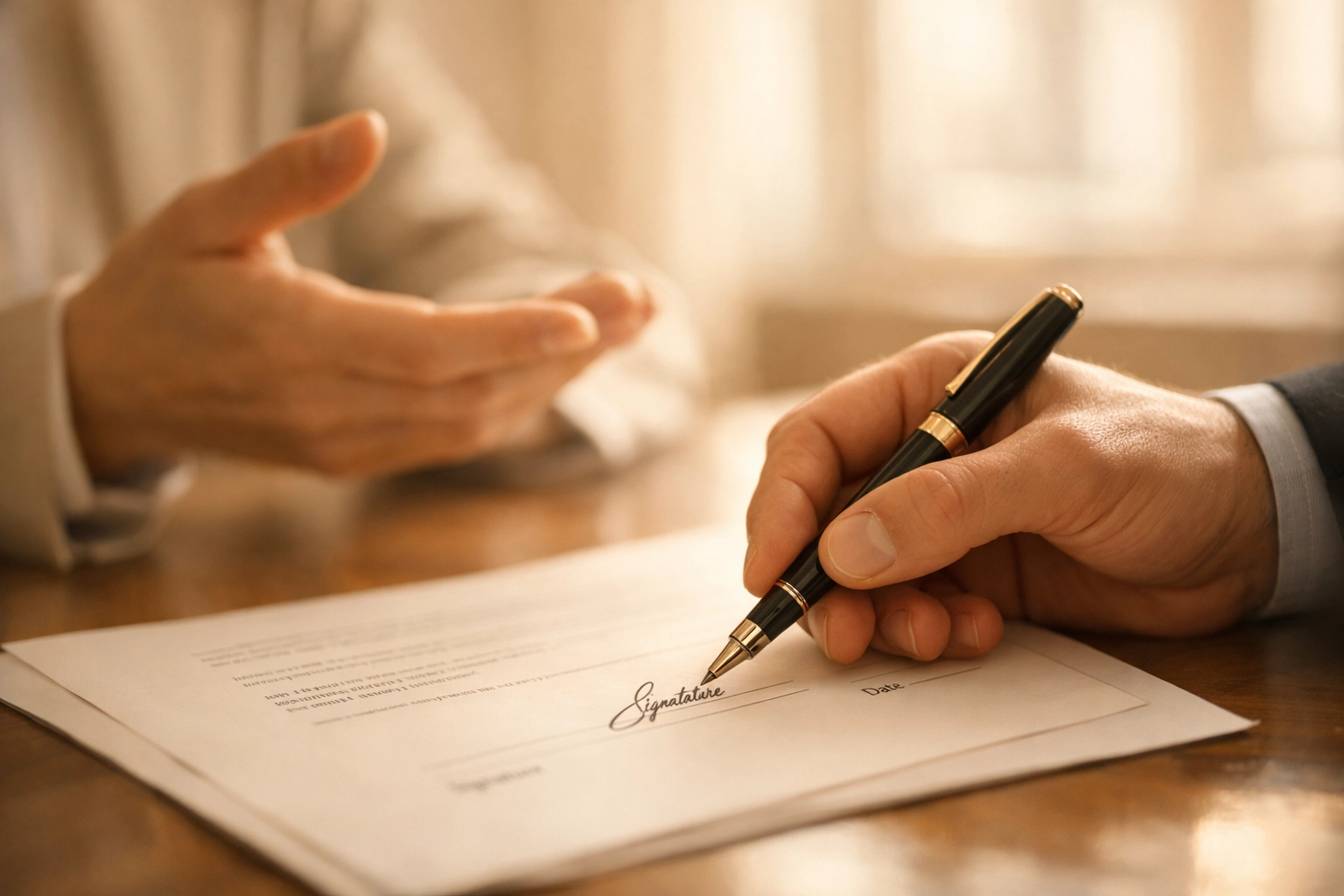 Signing a will document with witness present for legal validity in UK