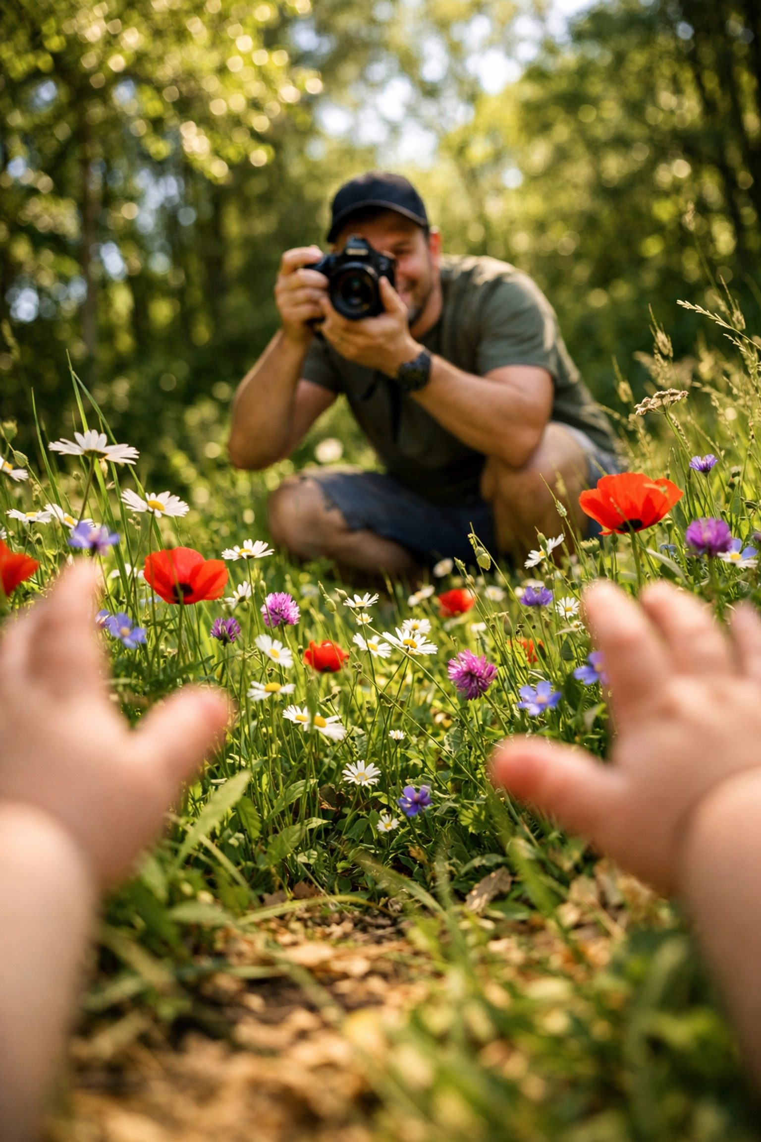 The Ultimate Guide to Fun Family Travel: Everything You Need to Succeed as a Photographer Parent 3 Creative low-angle child's eye view photography of a toddler exploring nature on a family trip.