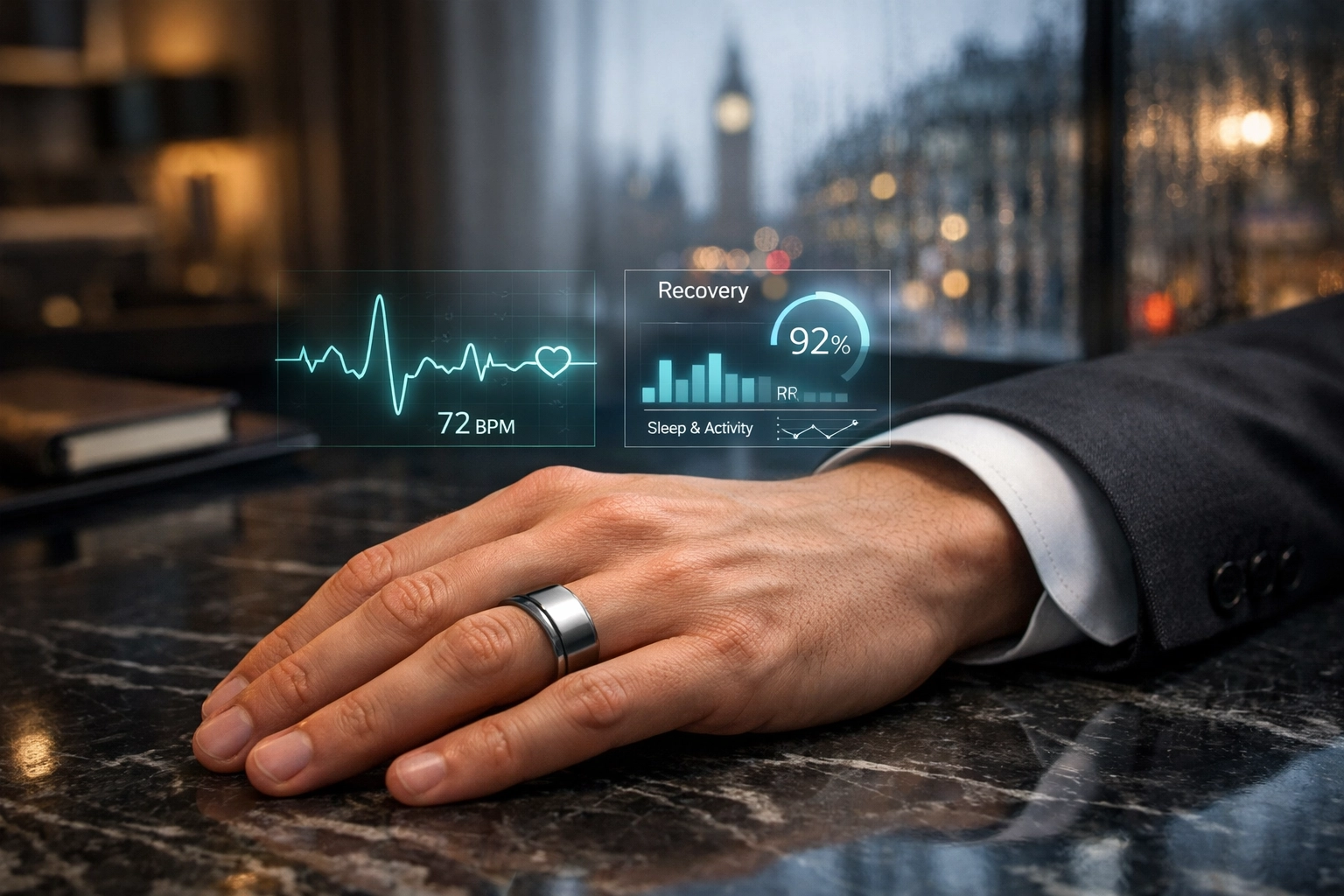 Bespoke performance coaching using smart ring biometrics to track executive energy levels.