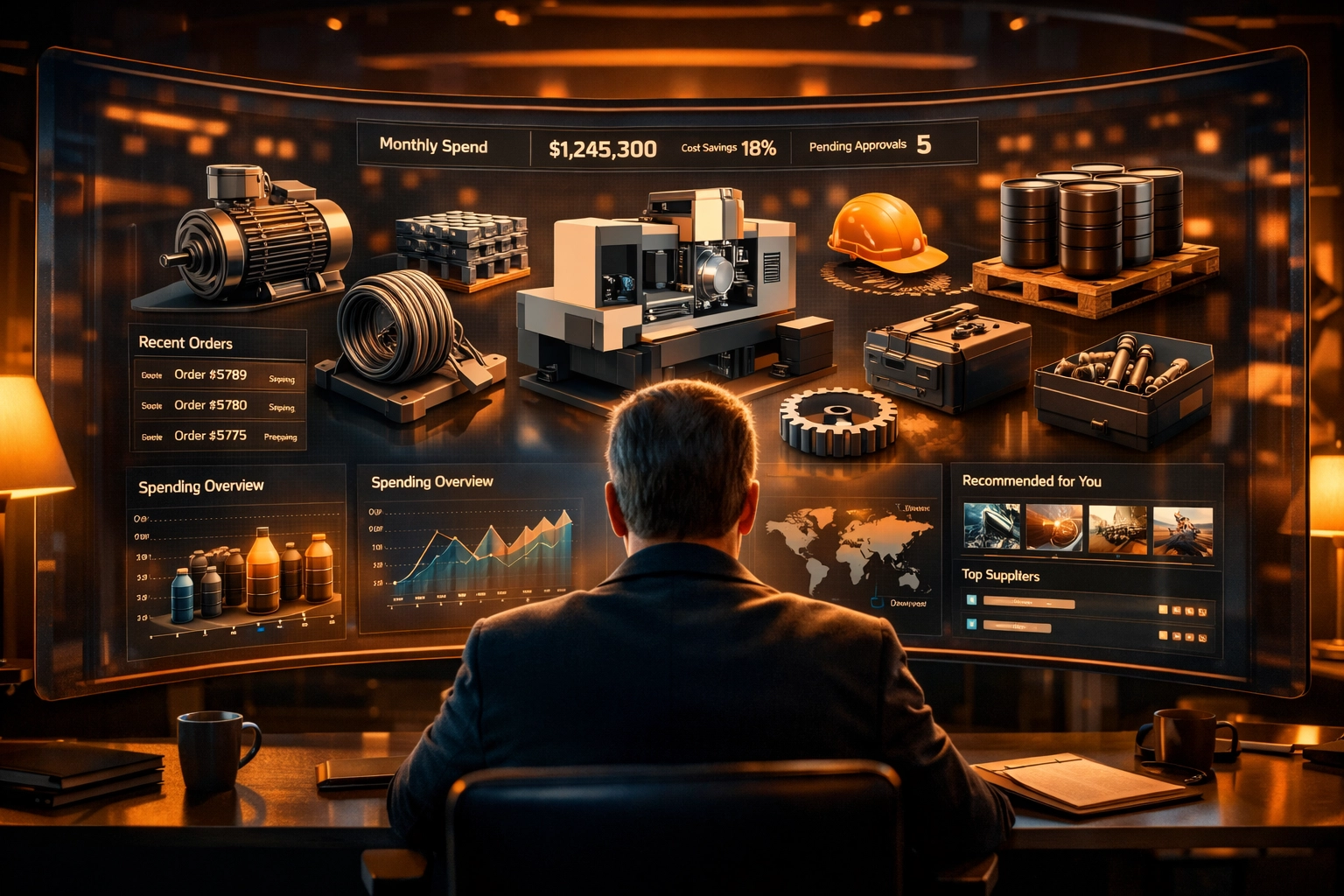 Personalized B2B e-commerce dashboard showing predictive product recommendations for procurement.