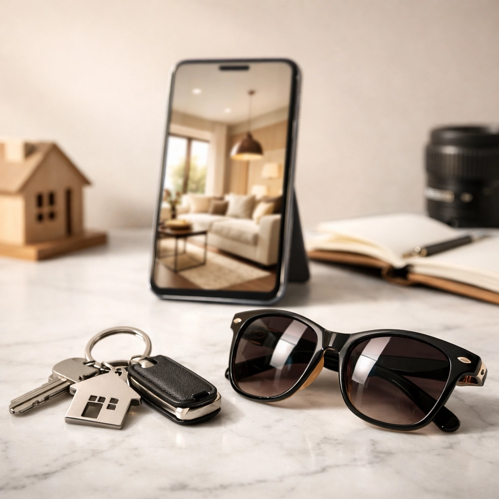 Smartphone displaying real estate and product ads, showing how to market a blog on social media effectively.