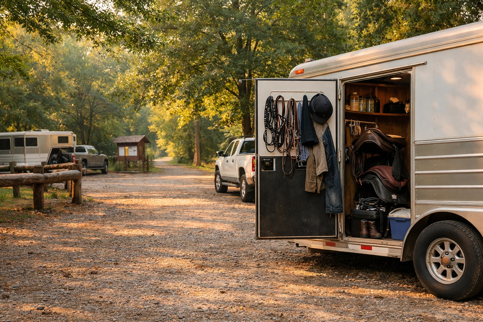 Horse trailer parking area at equestrian trailhead near Charlotte NC