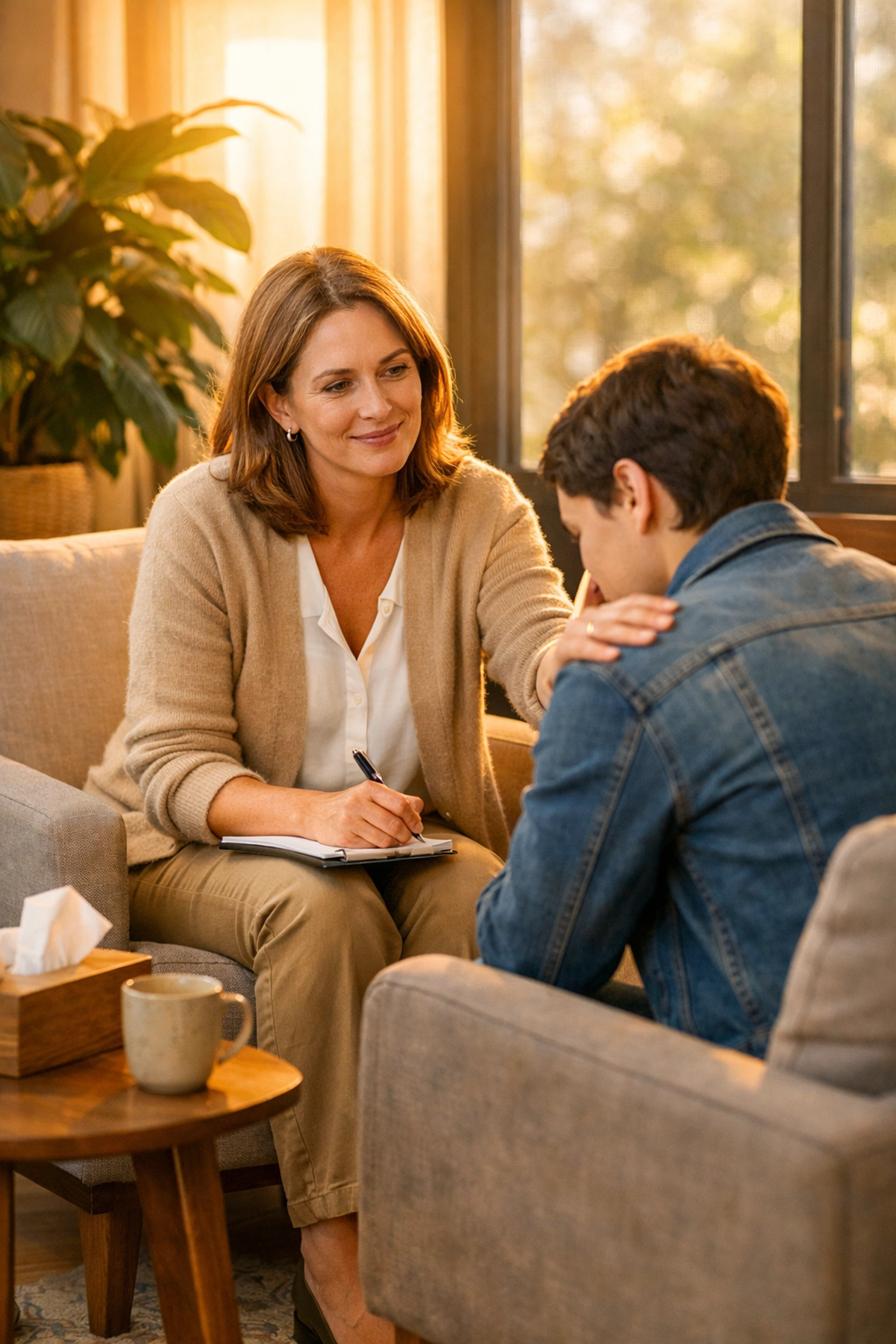 A supportive crisis counseling session in New Jersey helping a person rebuild emotional stability.