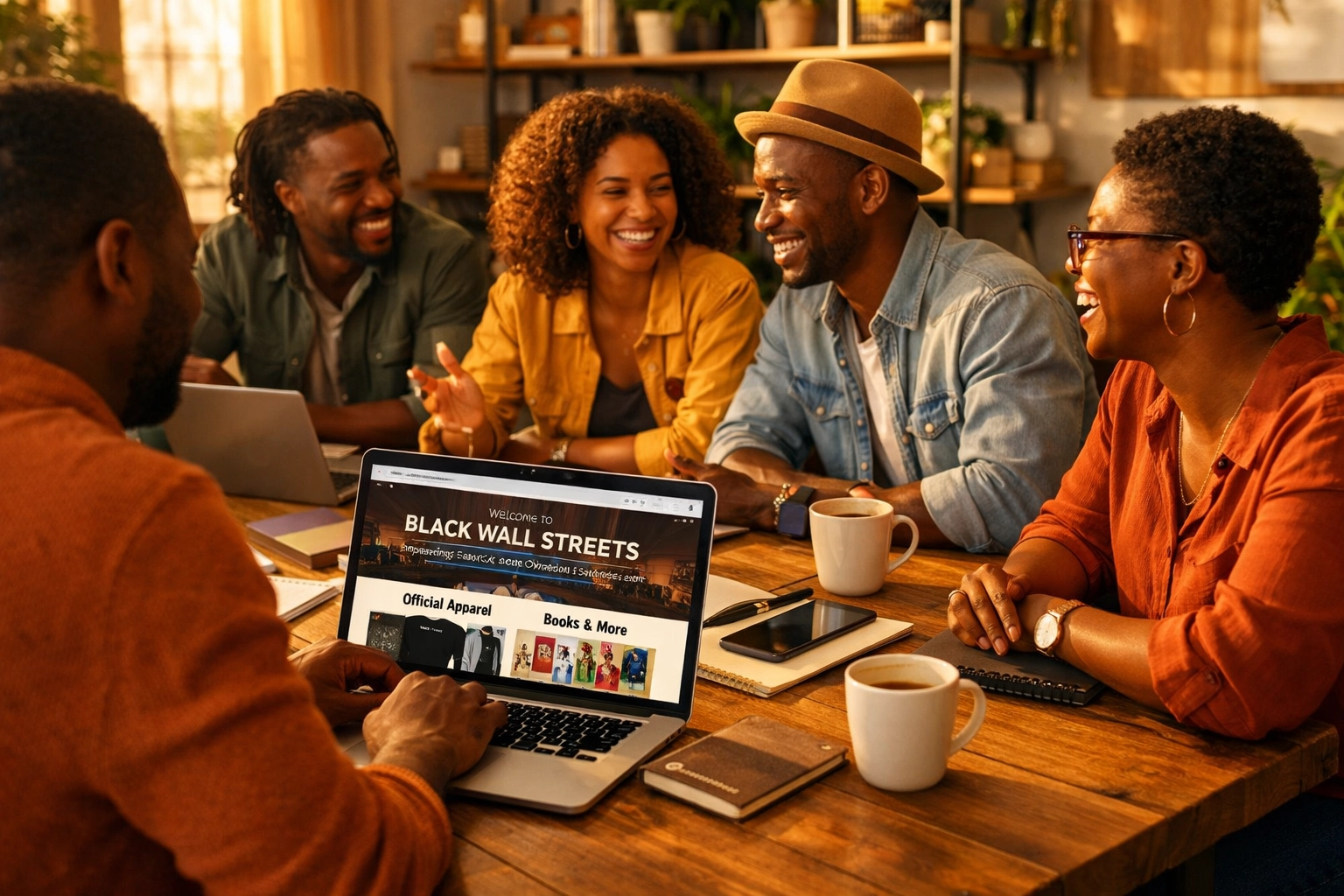 Black entrepreneurs collaborating on BuyBlack business strategies in modern workspace
