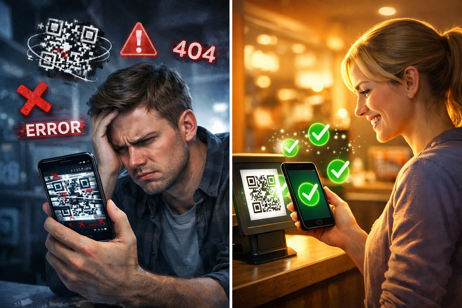 Poor crypto checkout experience versus streamlined LUSD payment with instant QR code confirmation