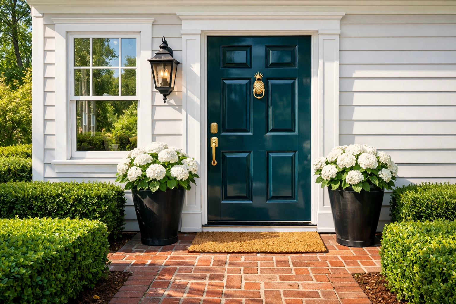 Sparkling clean Annapolis cottage entryway highlighting the curb appeal of professional house washing services.