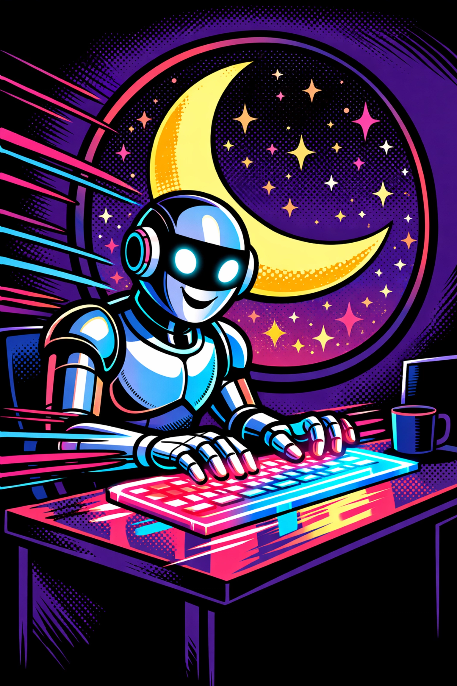 An AI virtual assistant for business working at night to provide 24/7 customer support and automated follow-ups.