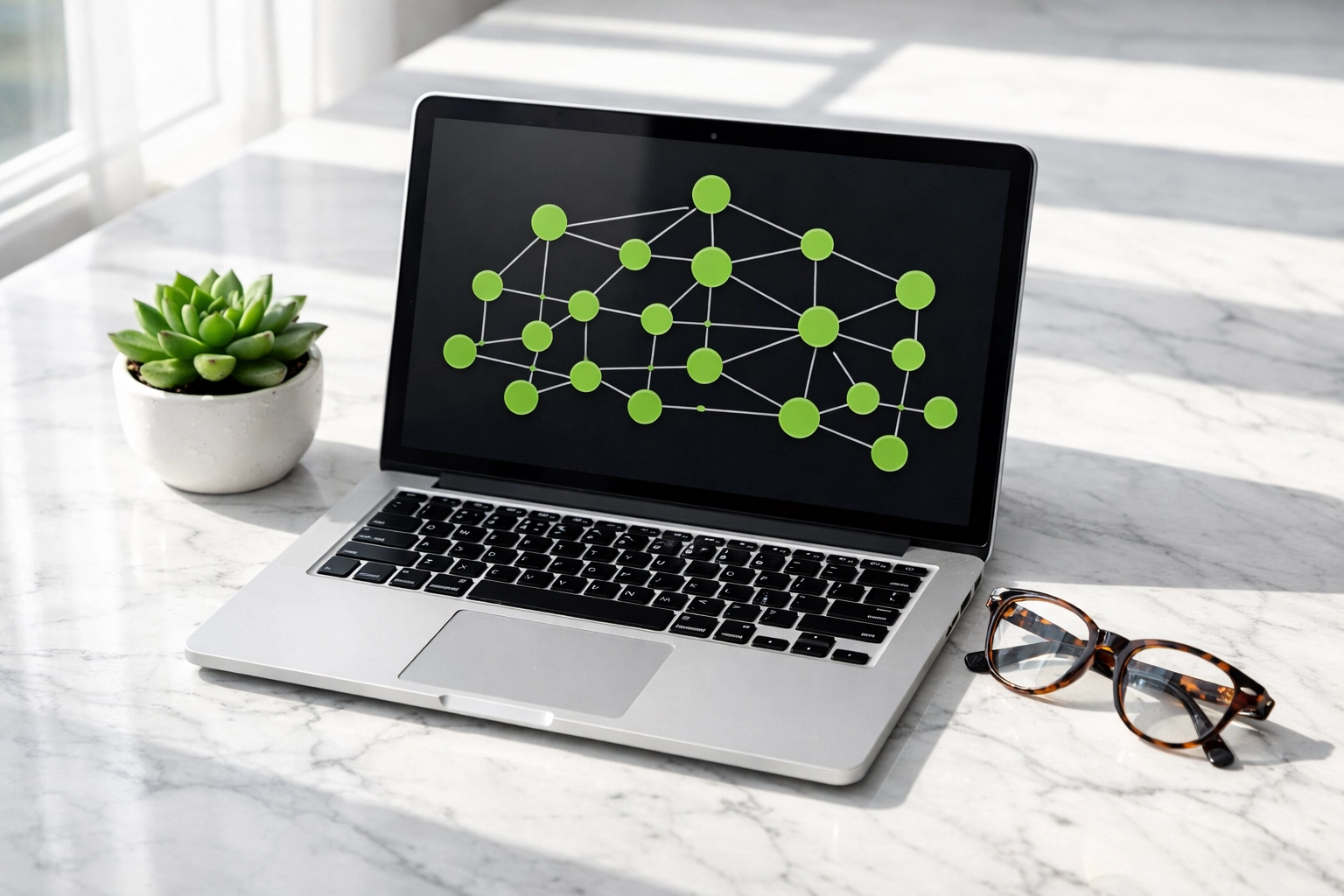Modern laptop displaying technical schema markup and structured data for local business SEO.