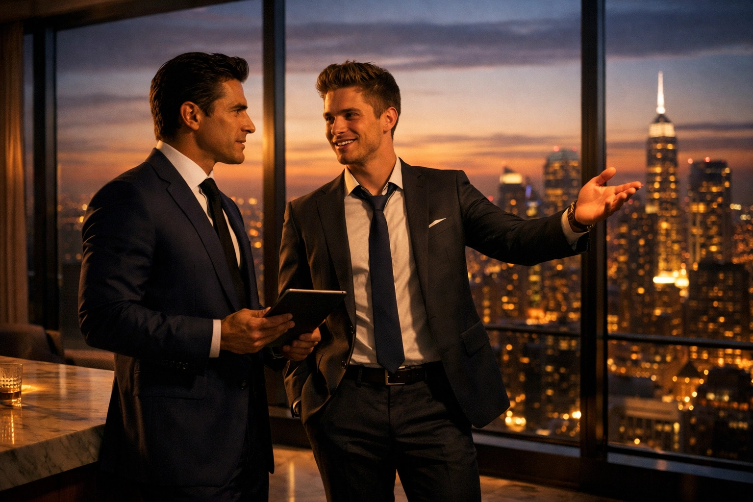 Two rival real estate agents compete for luxury penthouse listing in MM romance story