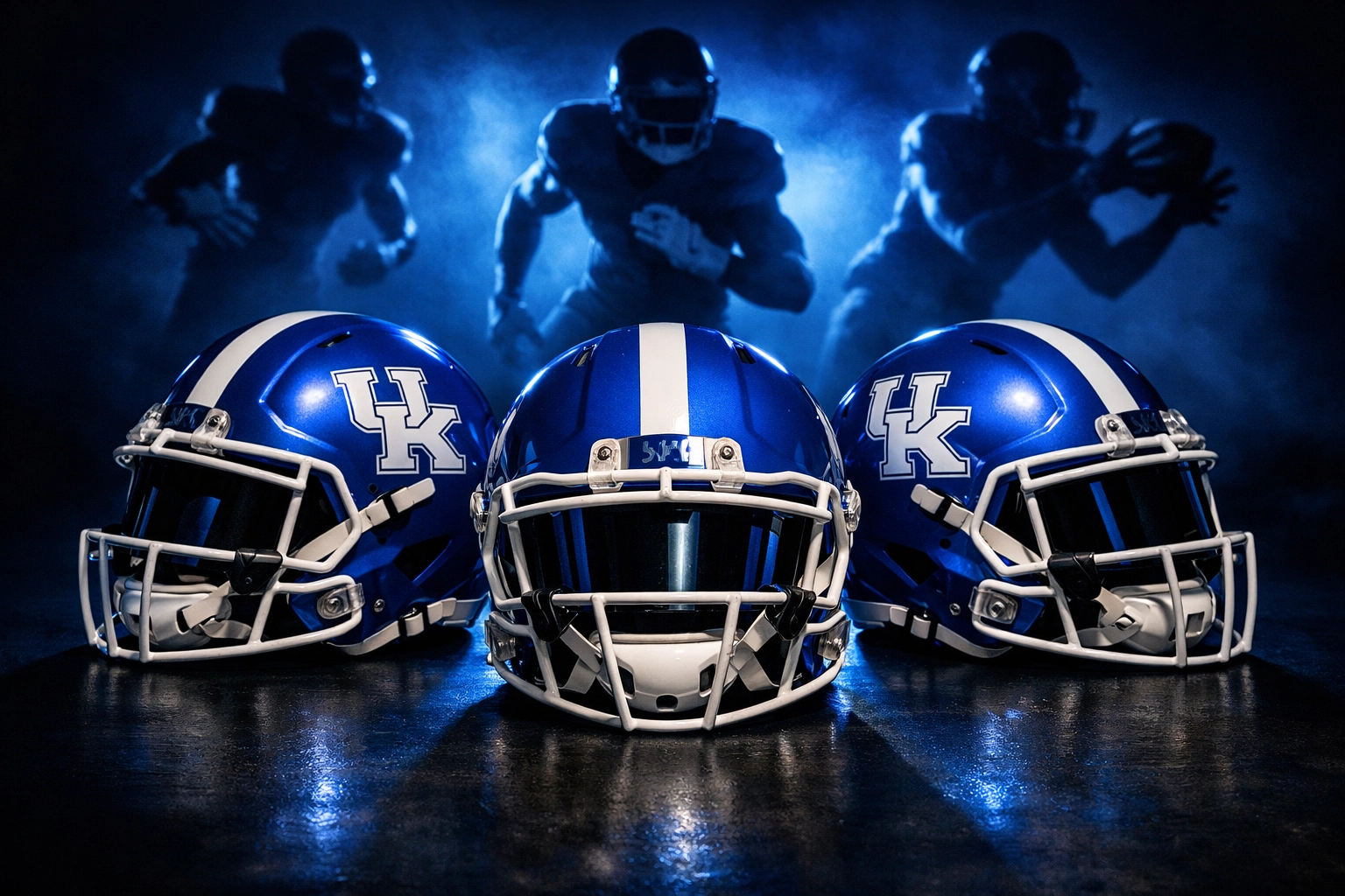 Kentucky football helmets representing incoming transfer portal wide receivers for 2026 season