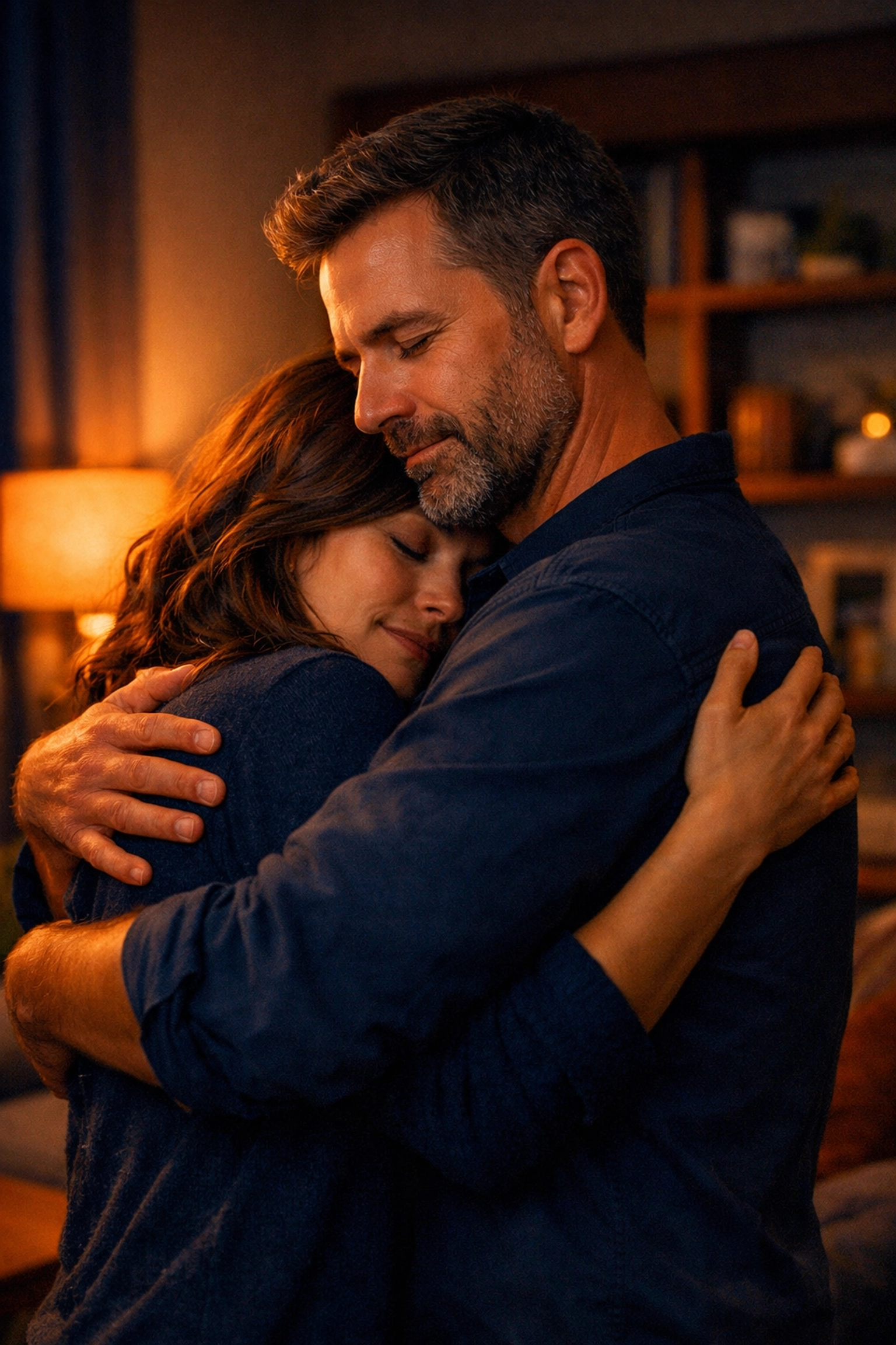 A couple in Osprey embracing to reduce stress, a key technique in marriage counseling Sarasota.