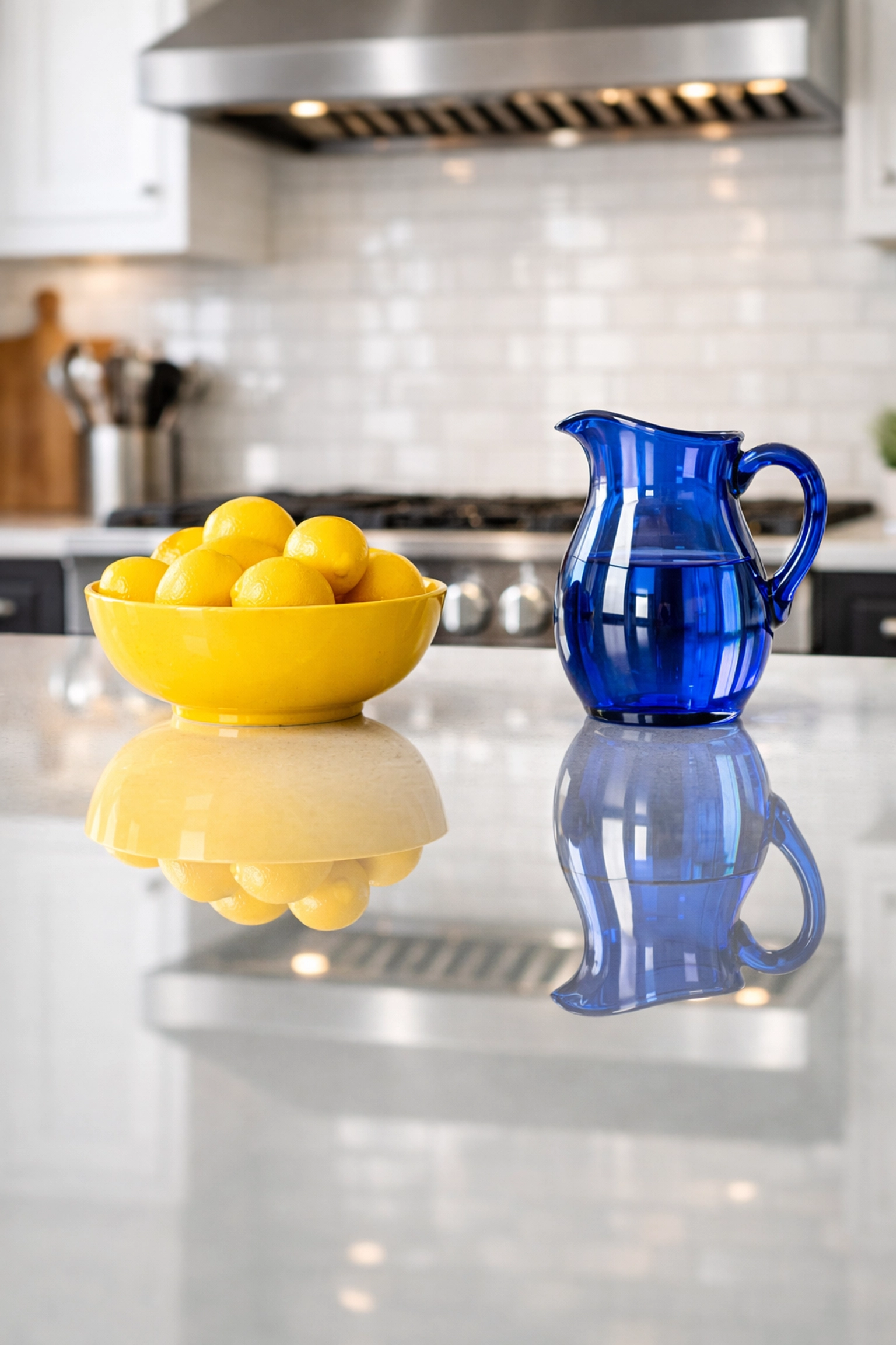 Sparkling clean kitchen island with white quartz counters from house cleaning Groton MA pros.