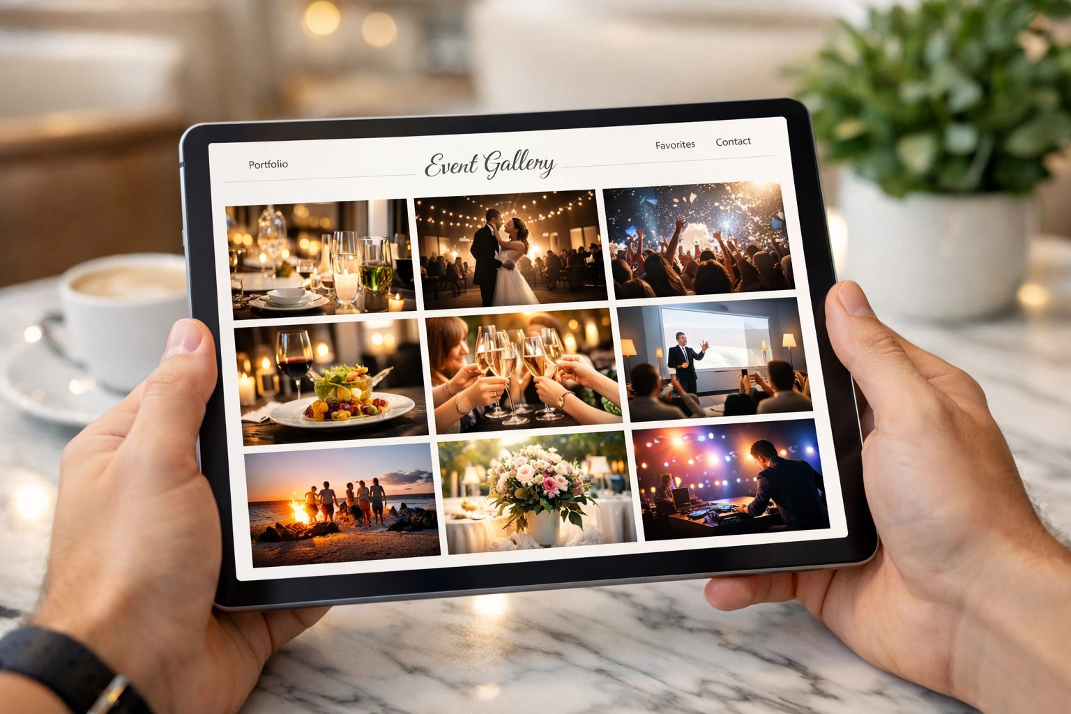 10 Reasons Your Photography Business Isn't Working (And How ProShoot.io Fixes It) 3 A client viewing a stunning online photo gallery on a tablet, showcasing a professional photography delivery experience.