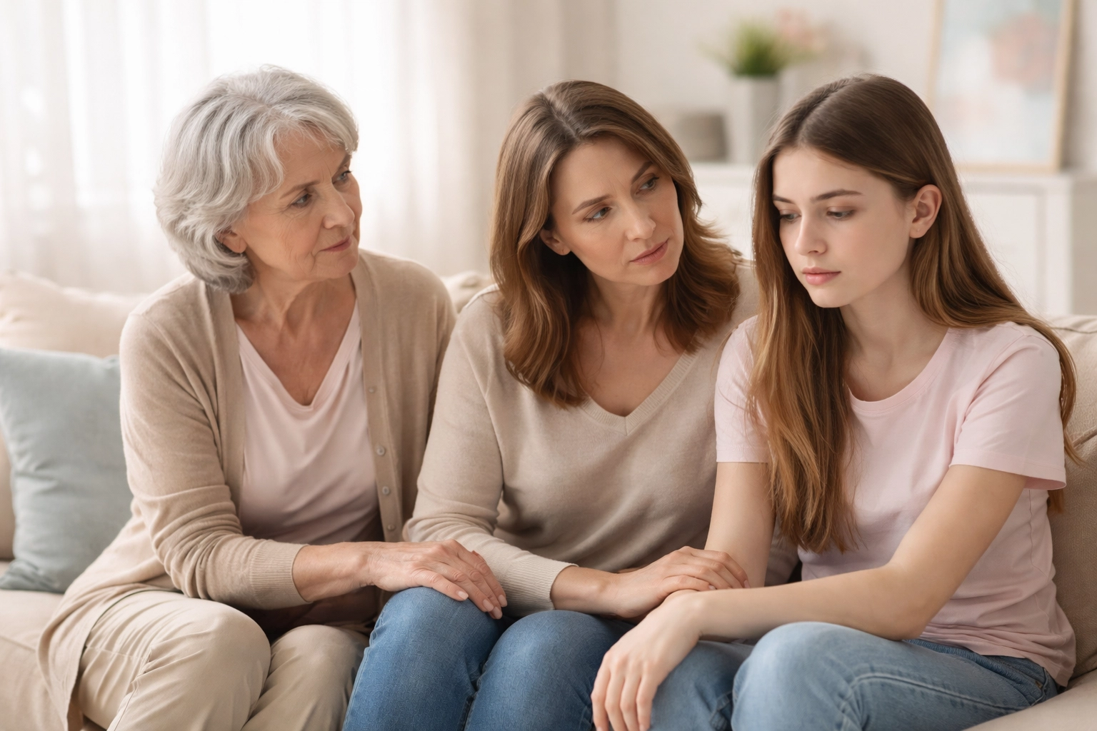 Multi-generational family sharing a meaningful moment, reflecting Freakier Friday's themes of empathy