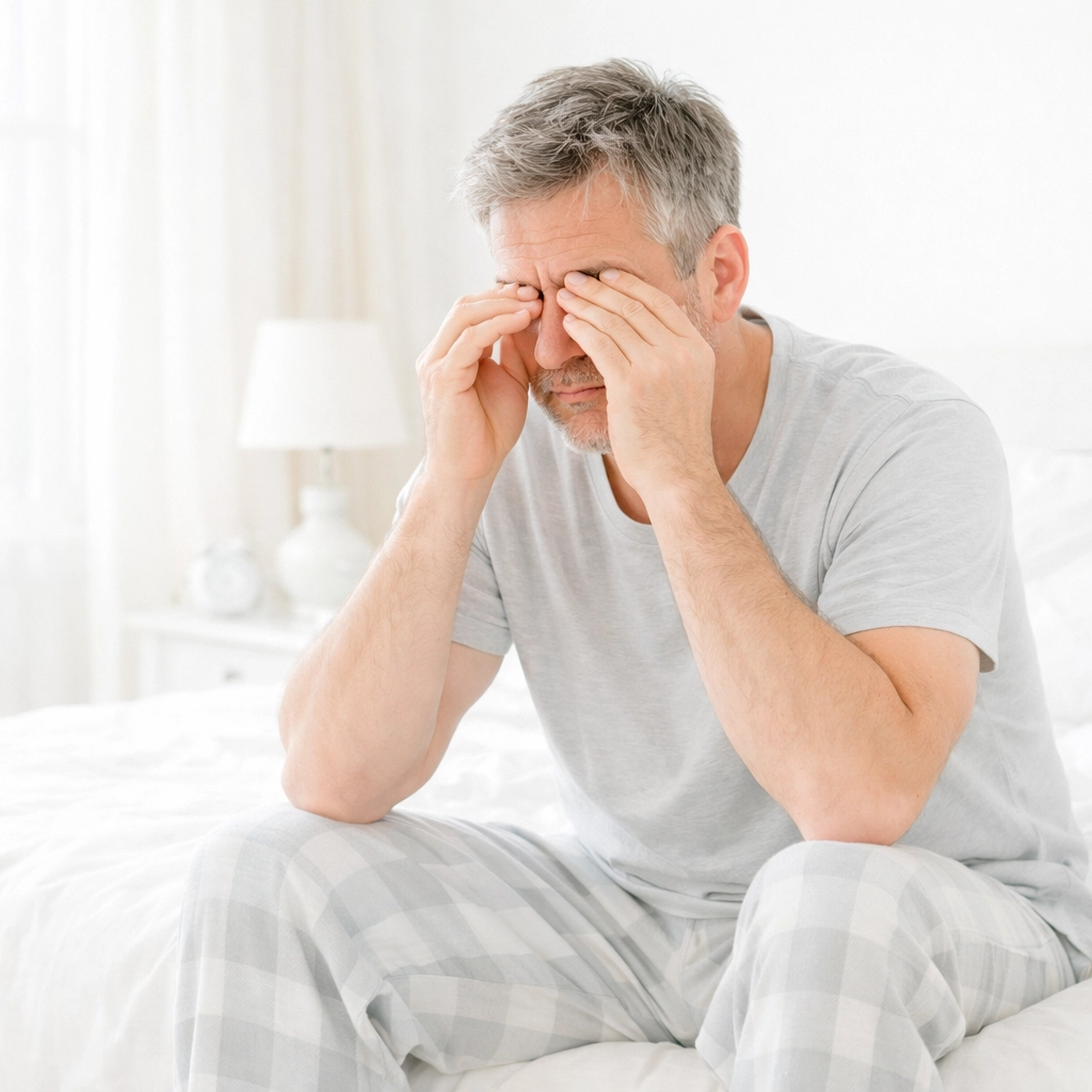 Man experiencing fatigue and low energy symptoms of low testosterone