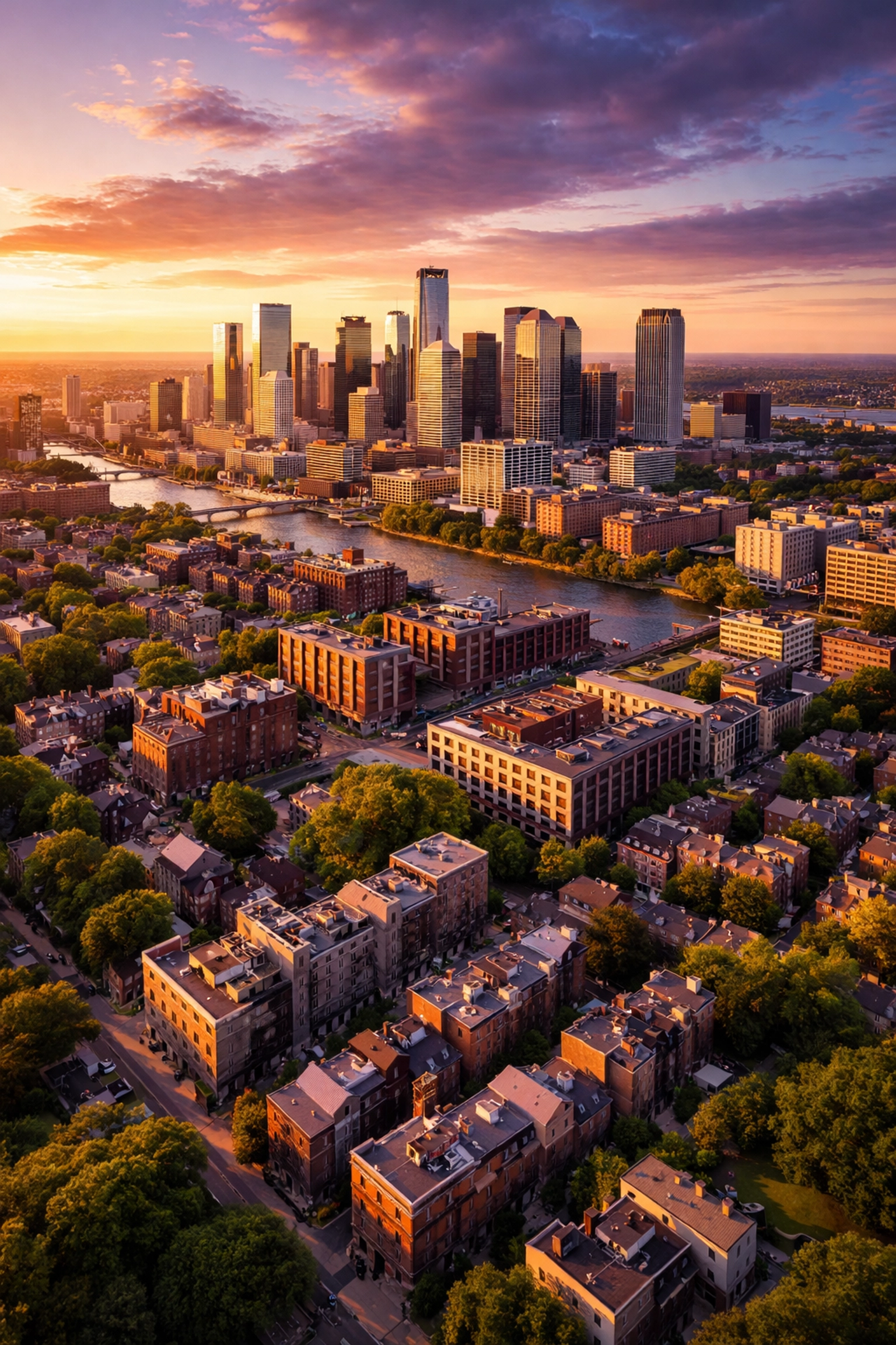 Aerial view of a diverse cityscape representing portfolio diversification across sectors and geographies